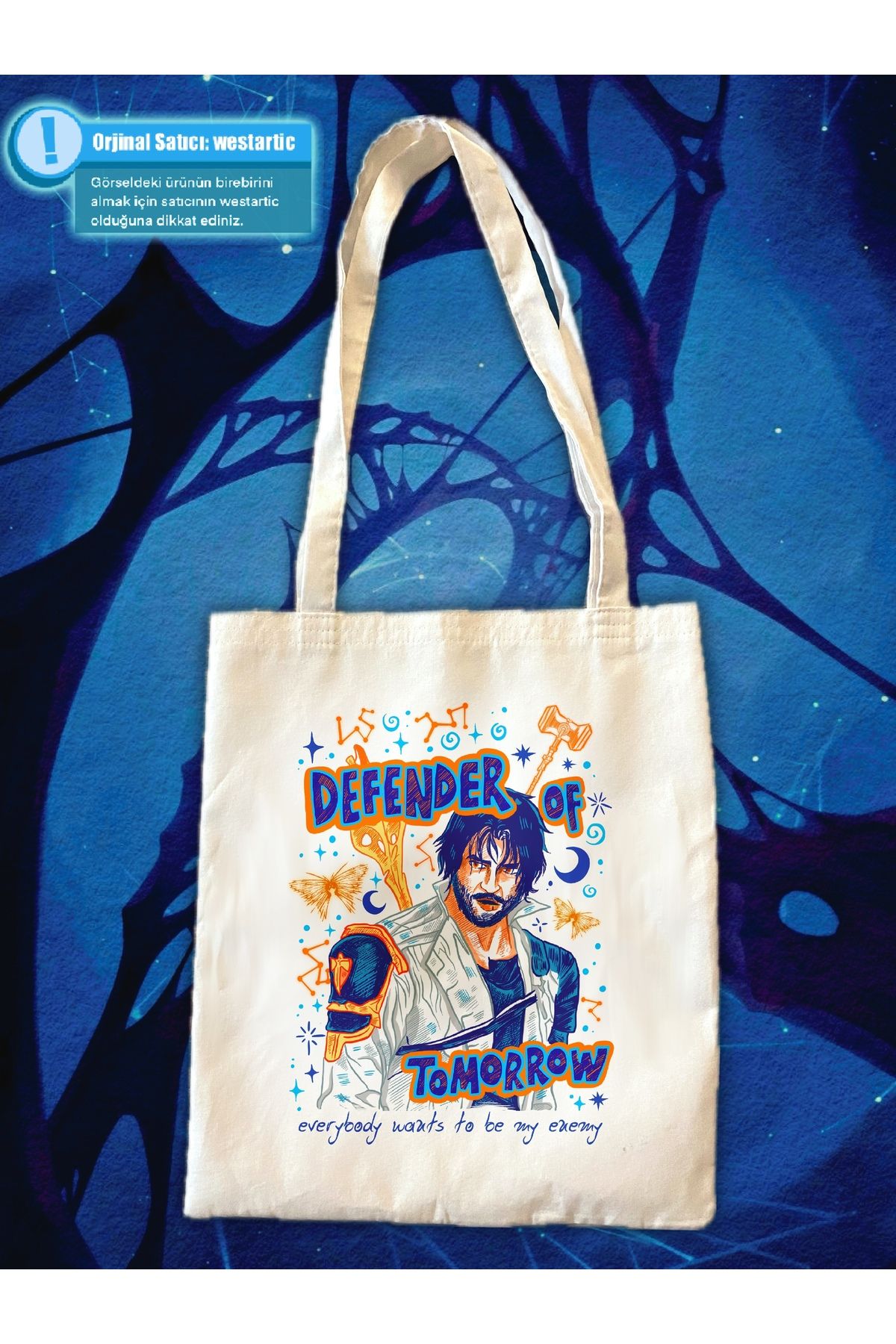 westartic Arcane Jayce Baskılı Kanvas Kumaş Bez Omuz Çantası - Tote Bag