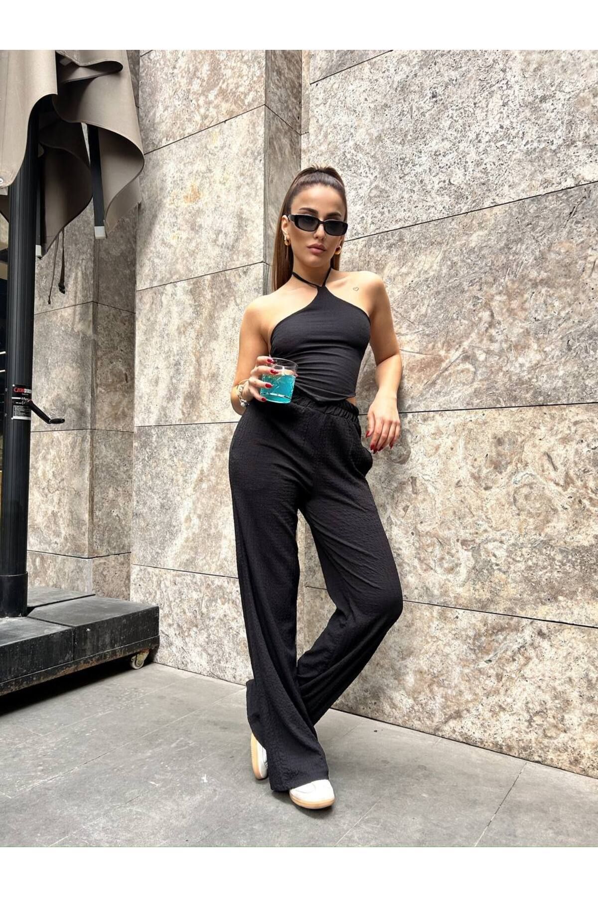 meirah butik Boyundan Askılı Bürümcük 2 li alt üst takım
