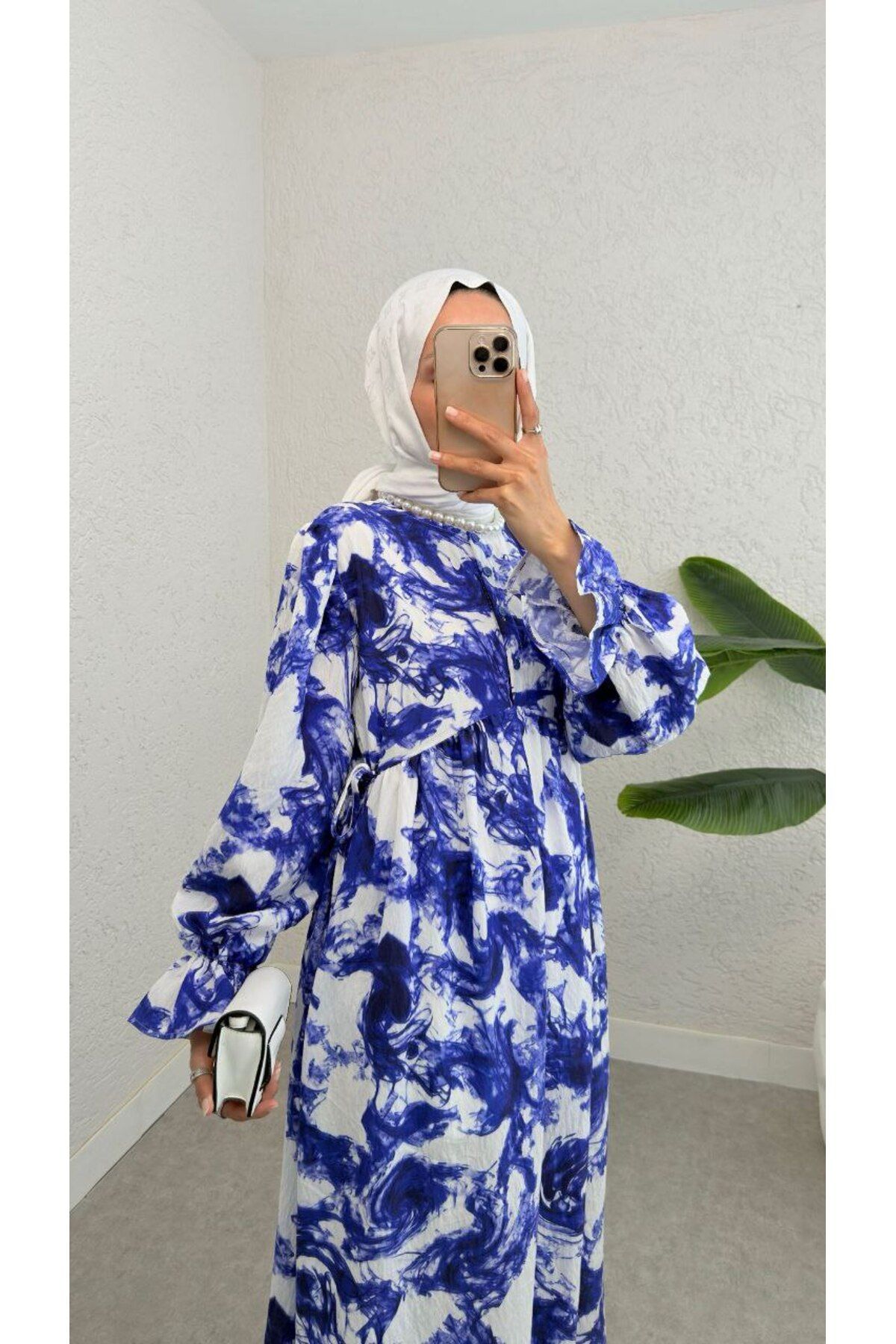 Castivo Fashion Yüksek Bel Salaş Desenli Yazlık Elbise