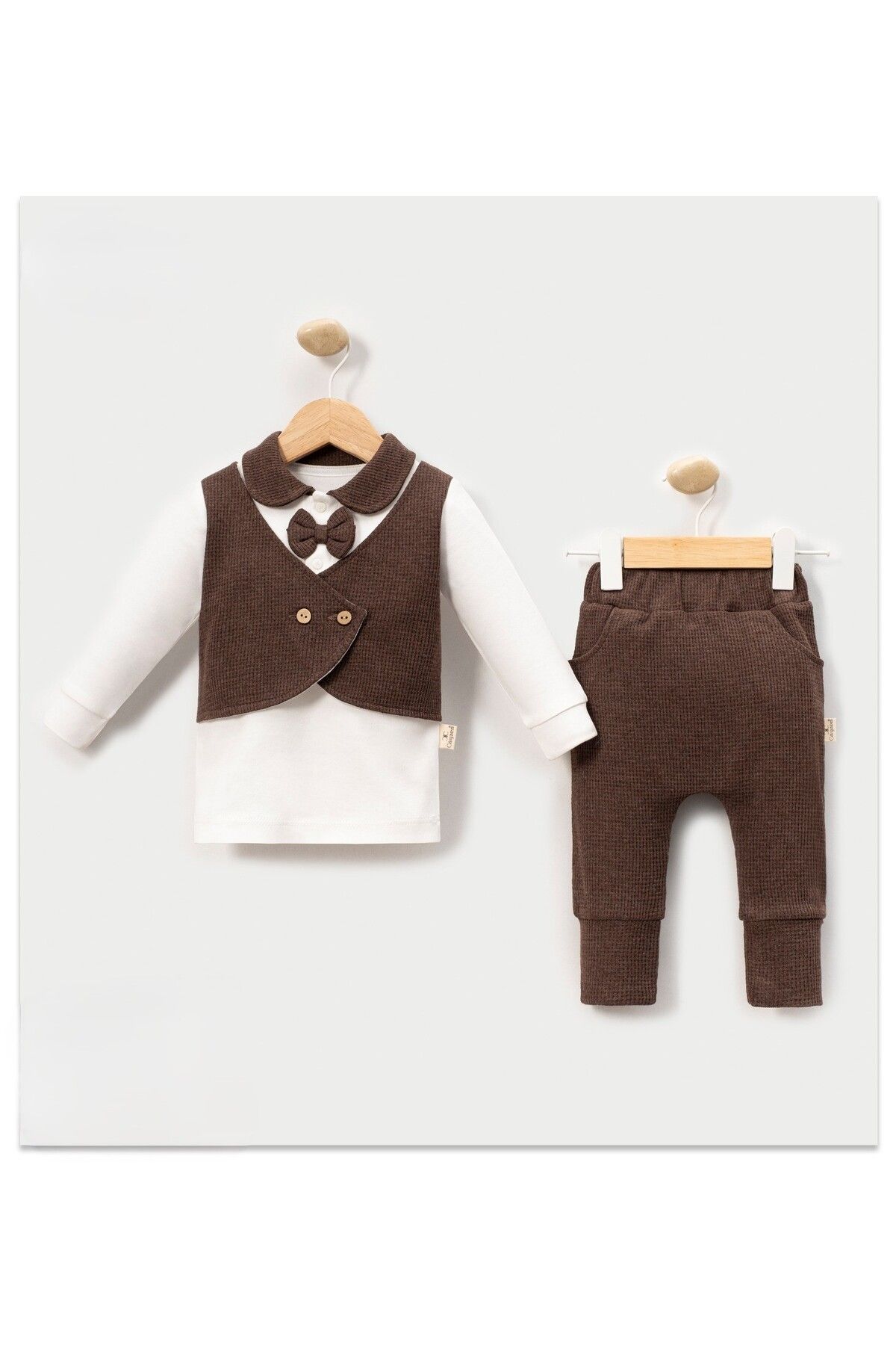 Bulut Baby waffle Papyonlu Erkek Bebek 2'li takım