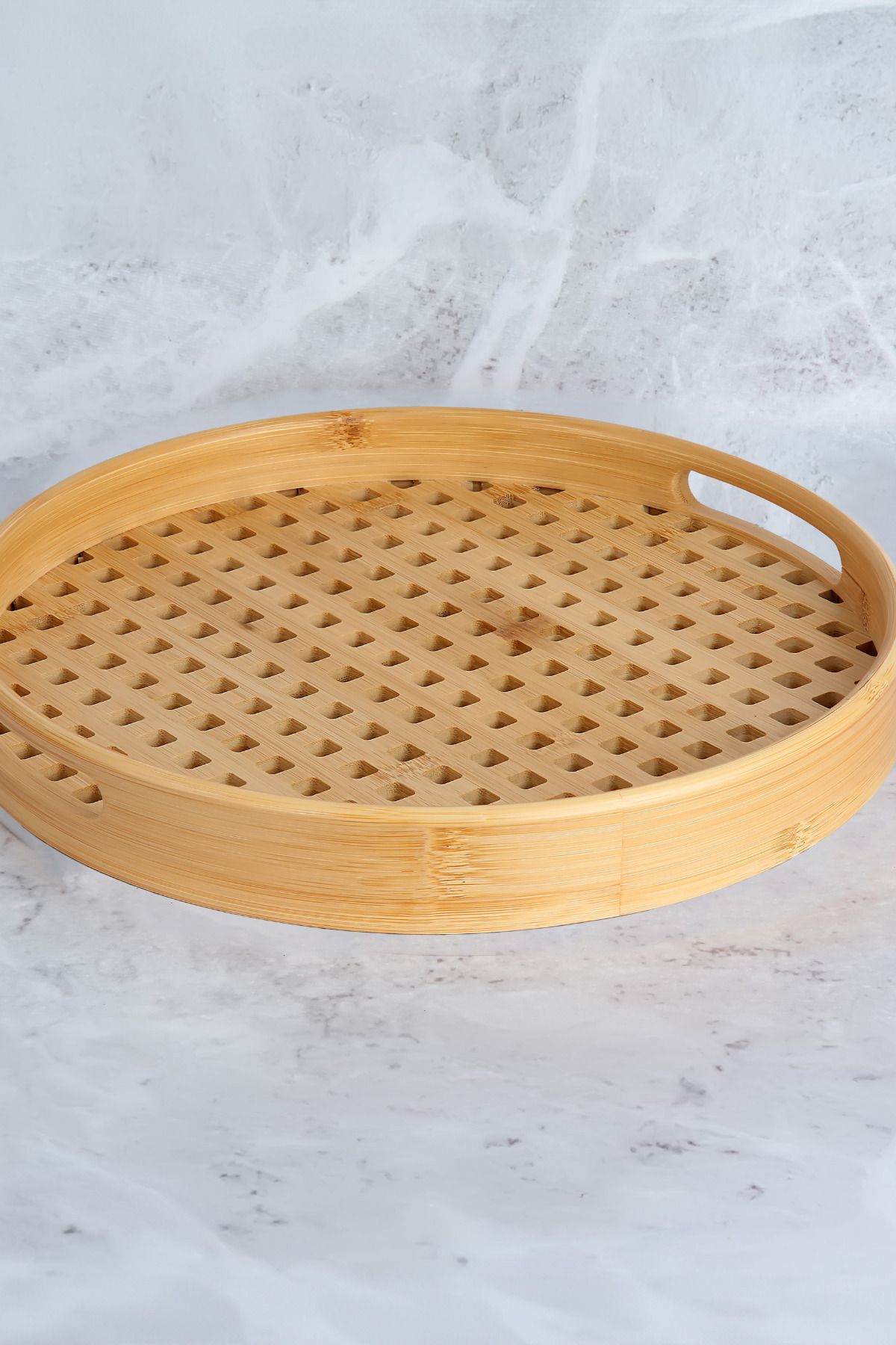 welcomein Bambu Delikli Tepsi 25 cm Sunum Tepsisi Bambu