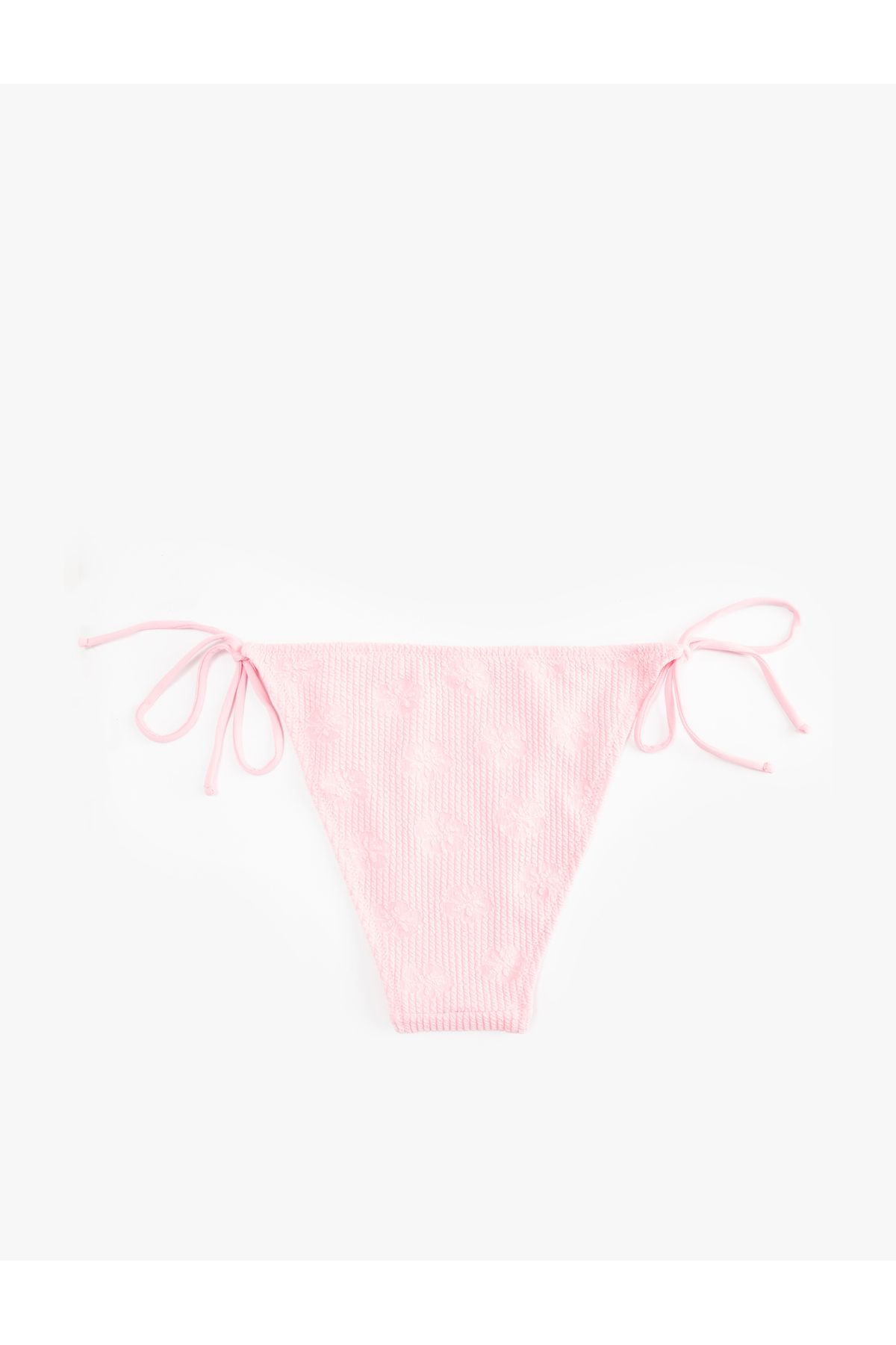 Koton-Ribbed Floral Textured Bikini Bottom with Strings on the Sides 2