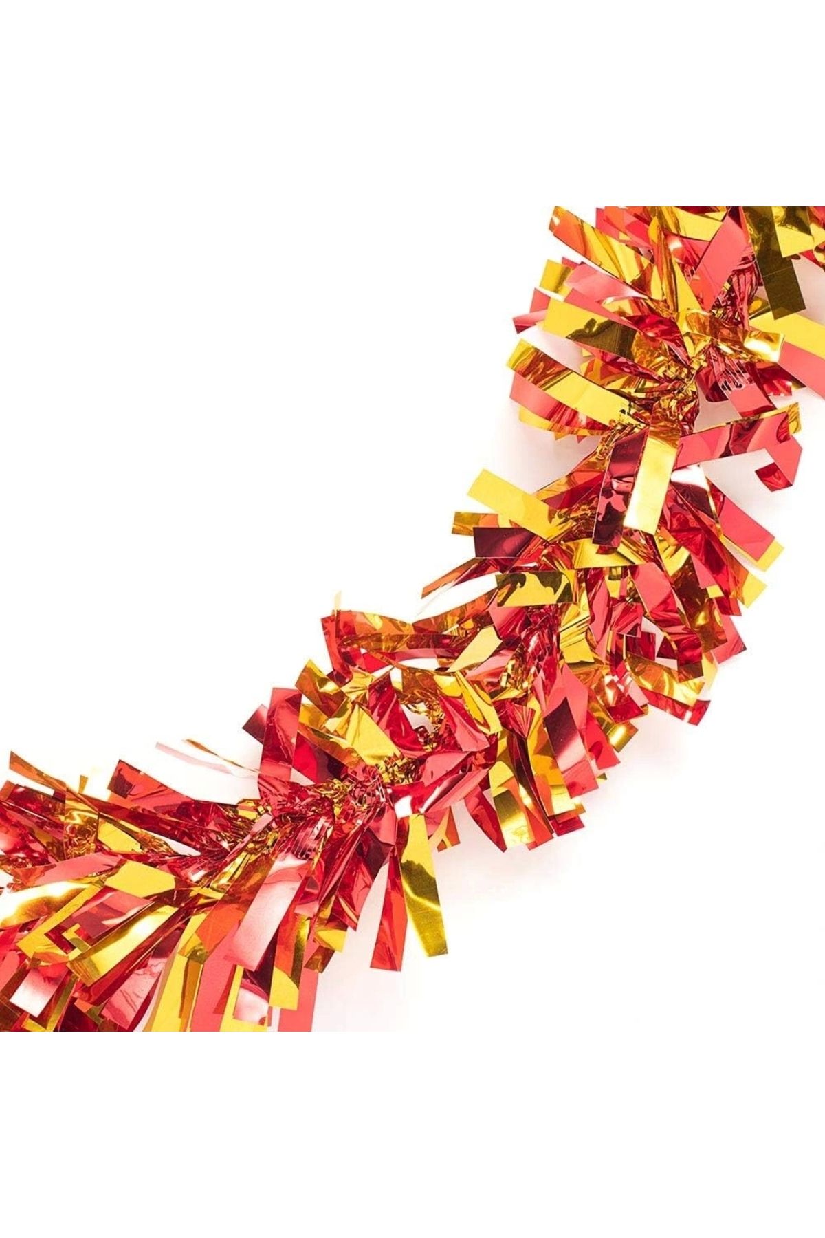 OurStyles Kırmızı Altın Renk 6 cm Genişlik Garland Çift Renk Sim Süs 180 cm