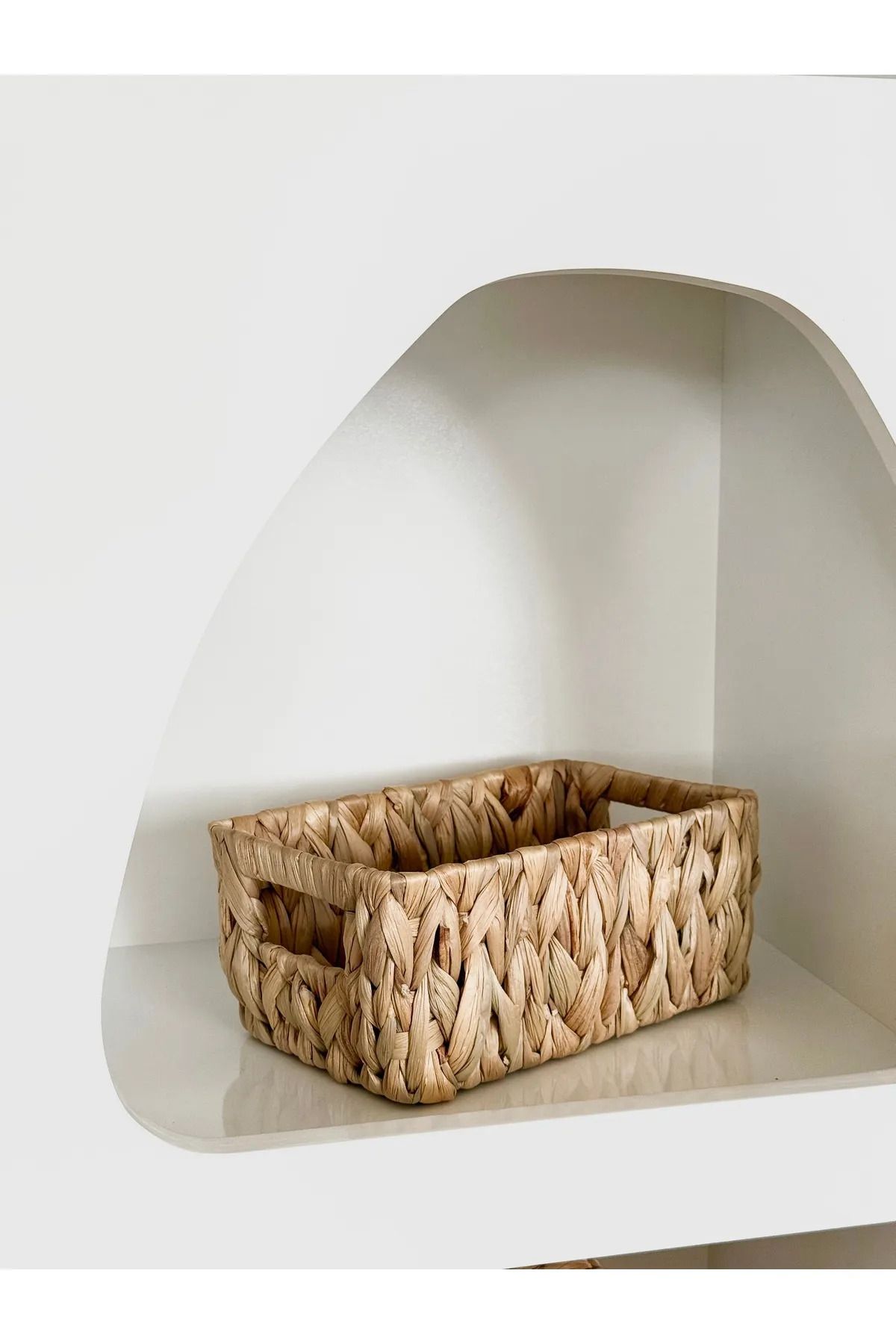 ELZEY HOME-منظم صغير مستطيل من الخوص بمقبض S 22x15x12 سم 3