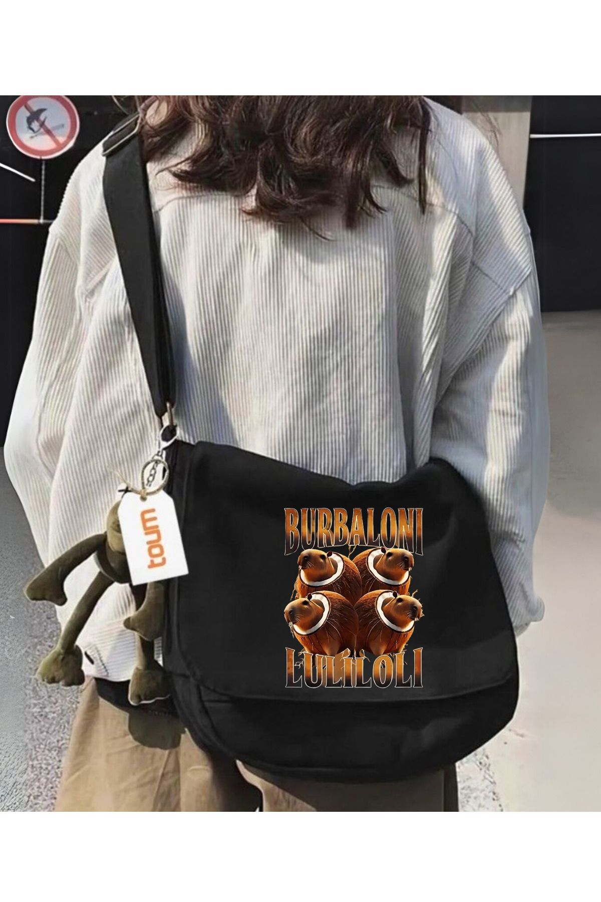 Toum Burbalino Baskılı Unisex Postacı Çantası