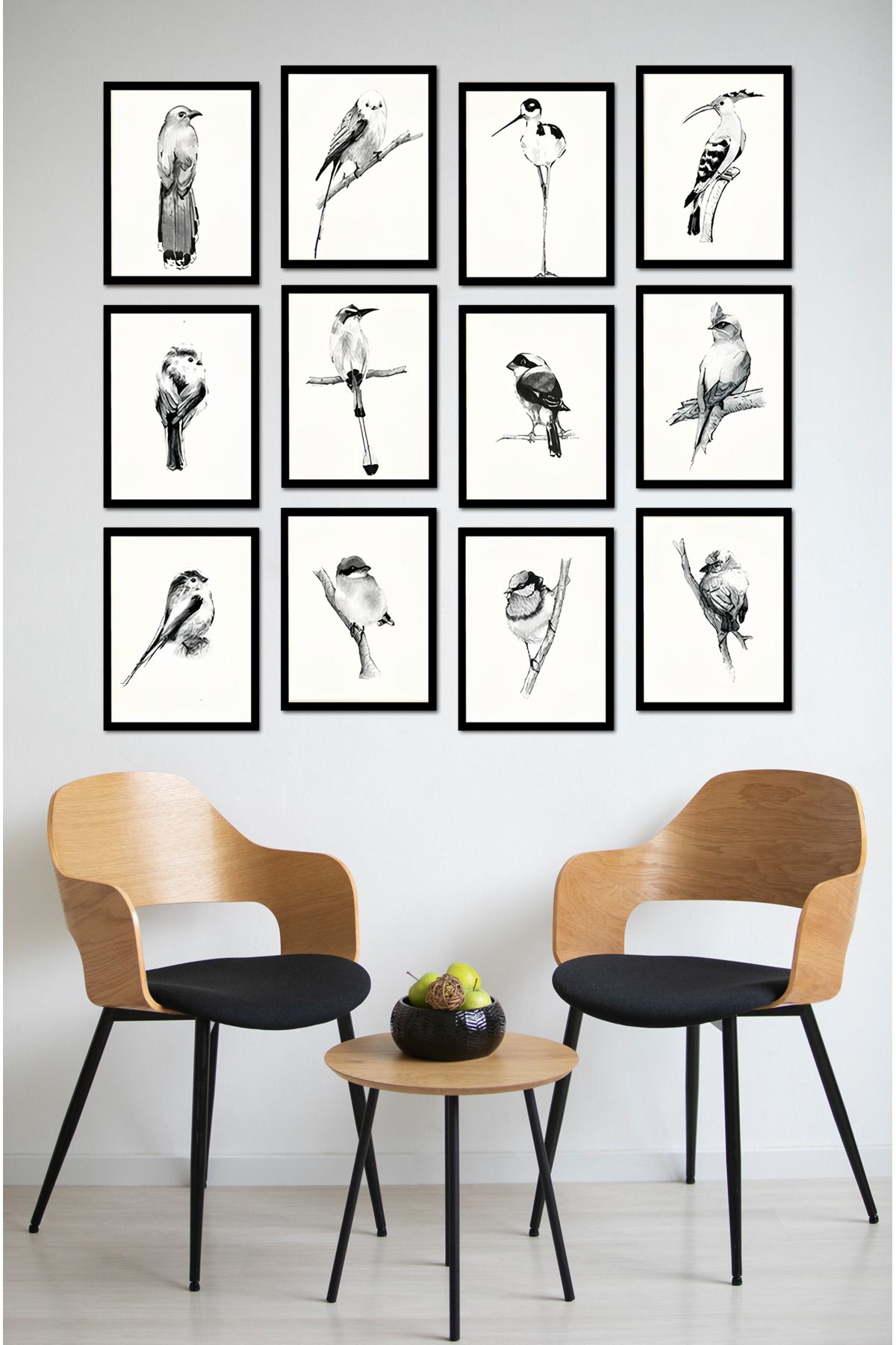 kutuTR Dekorize Mdf Tablo Seti 12 Parça - Salon Oturma Odası İçin Duvar Dekoru Çerçeve Görünümlü ONK SERİ