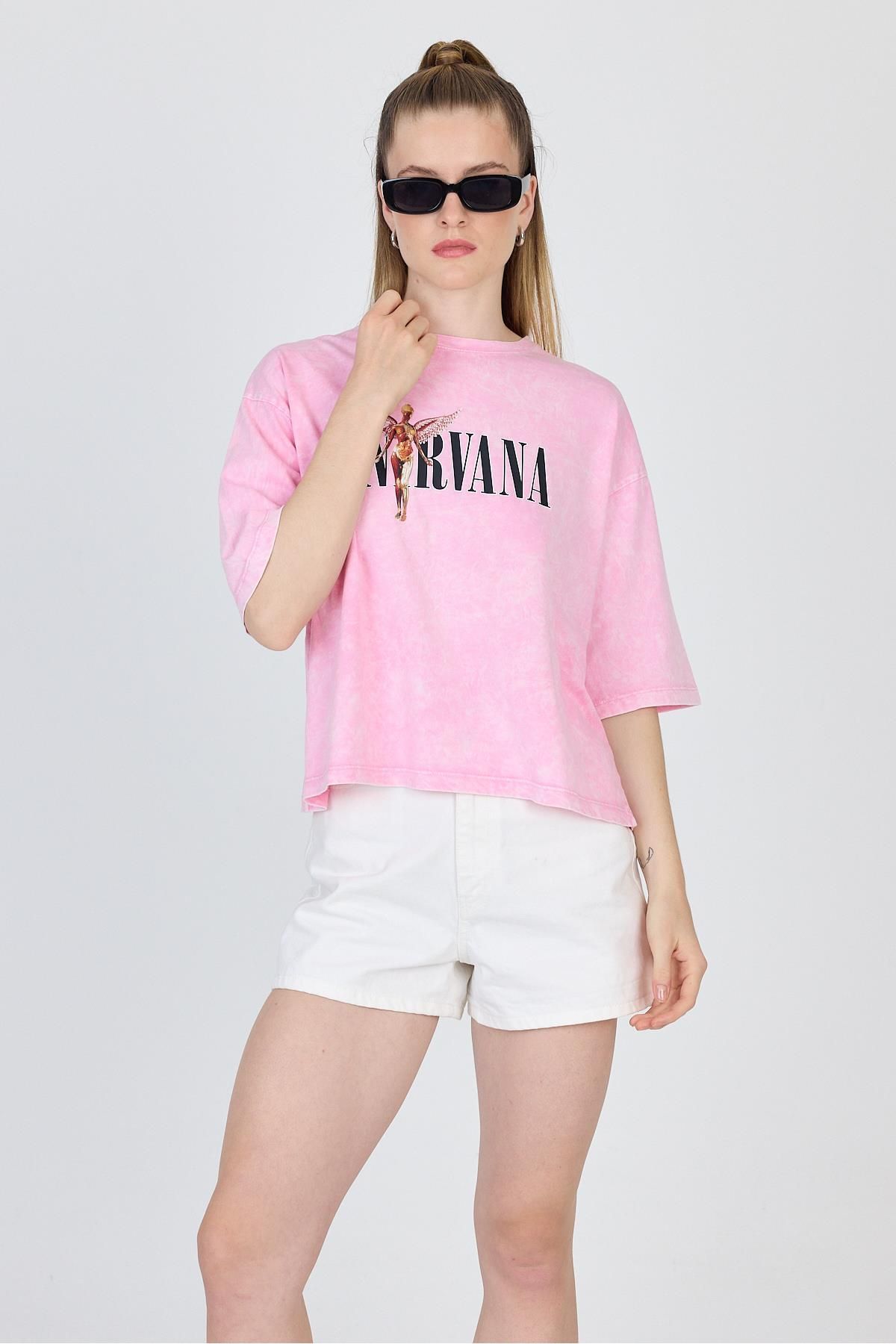 Rays Şeker Pembe Yıkamalı Yazı Baskılı Tişört 253020