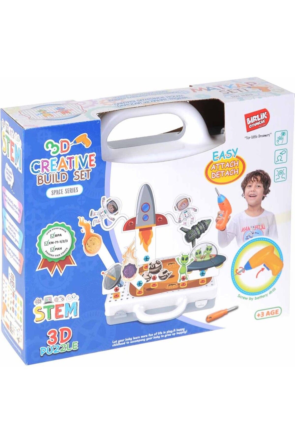 ToyznKidz 3D Yaratıcı Eğitici Matkap Tamir ve Oyun Seti Uzay Temalı 398 Parça