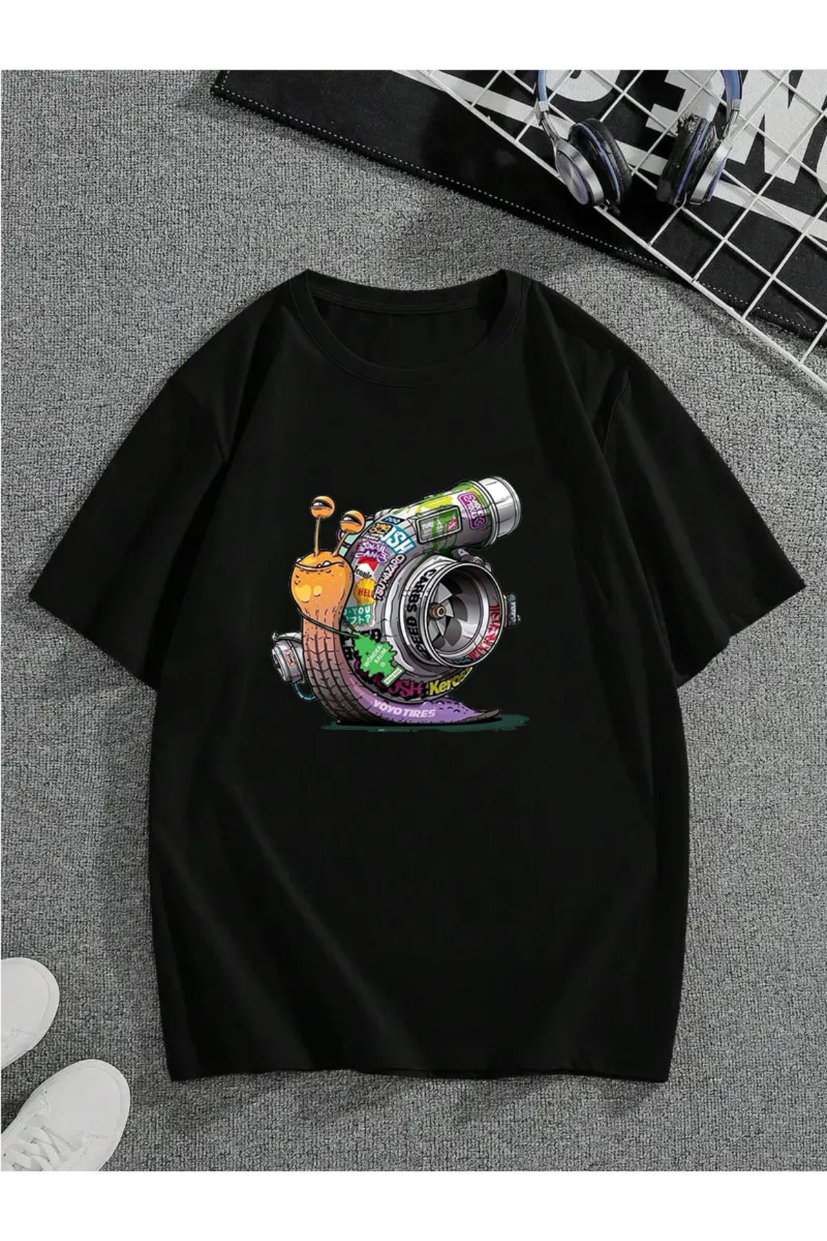 MODA Unisex Oversize Kalıp Turbo Baskılı T-Shirt