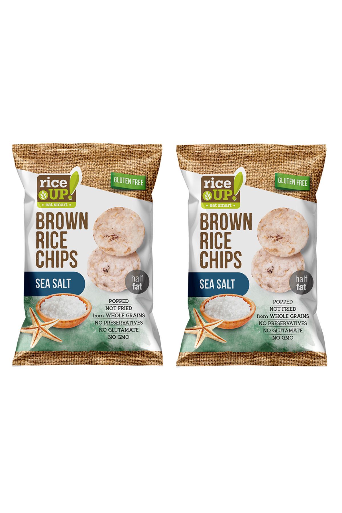 Rice Up 2 Adet Glutensiz Sea Salt, Brown Rice Chips 60g