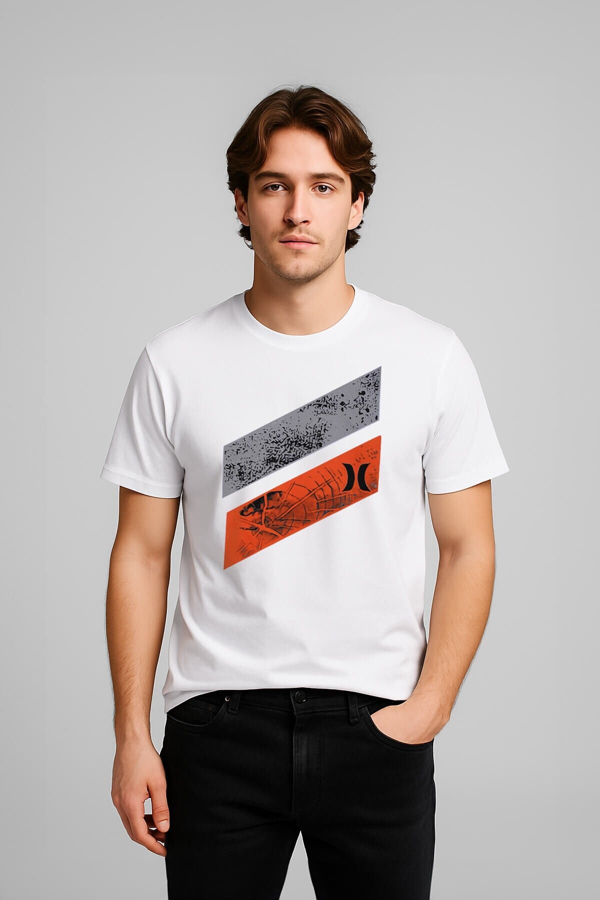 MARKAPIA Erkek %100 Pamuk Bisiklet Yaka Baskılı T-shirt