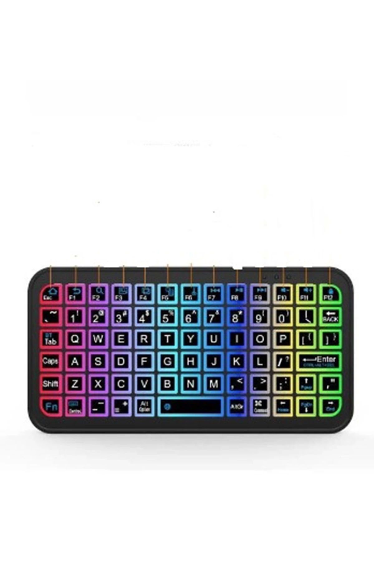 LOVO Mini Klavye Smarttv Işıklı Bluetooth Kablosuz Televizyon Ps3 Dizüstü Tabletler Ve Telefonlar İçin