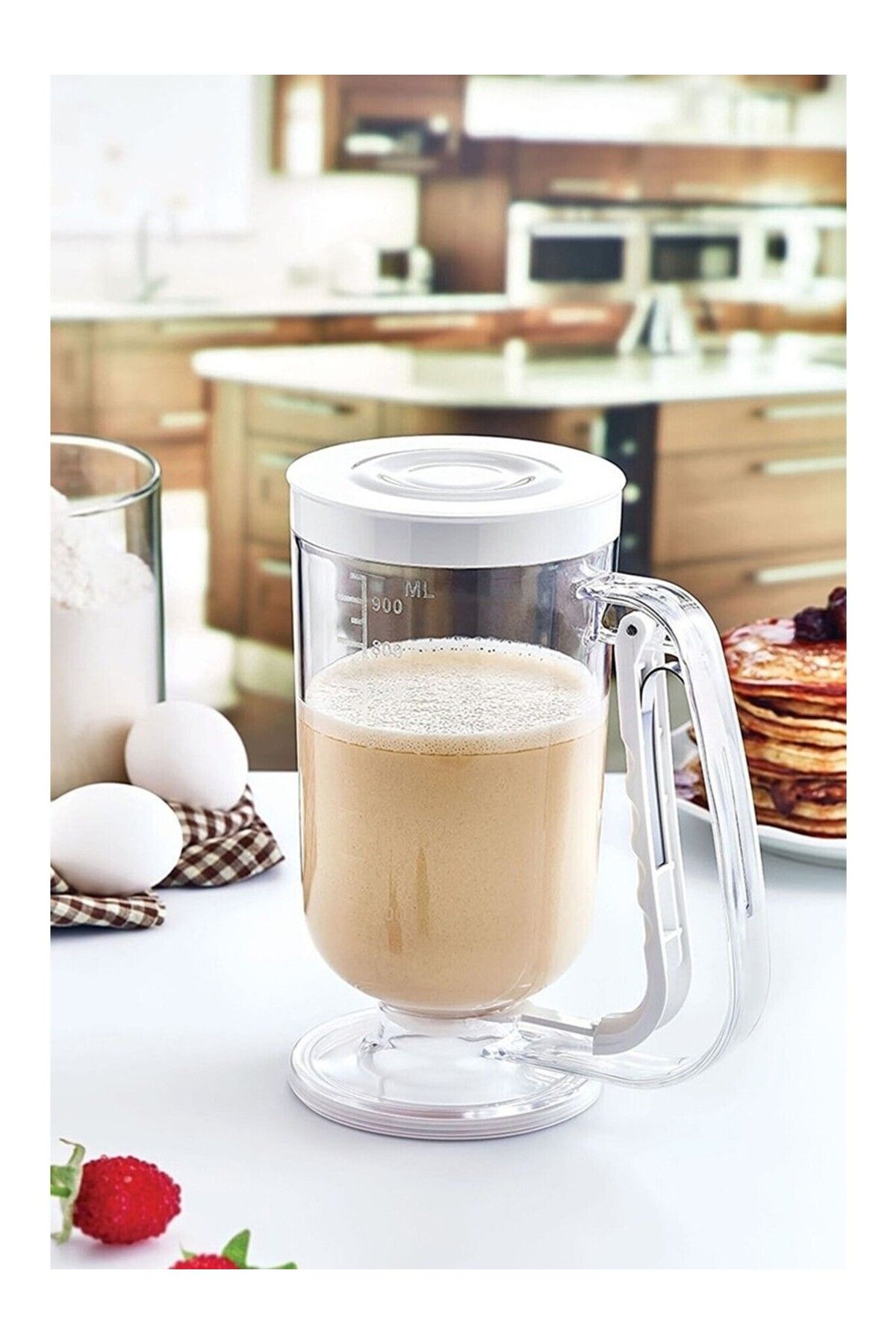 ROYALGROSS Pankek Dağıtıcı Hamur Porsiyonlayıcı Şekillendirici 900 ml Dökme Aparatı Beyaz