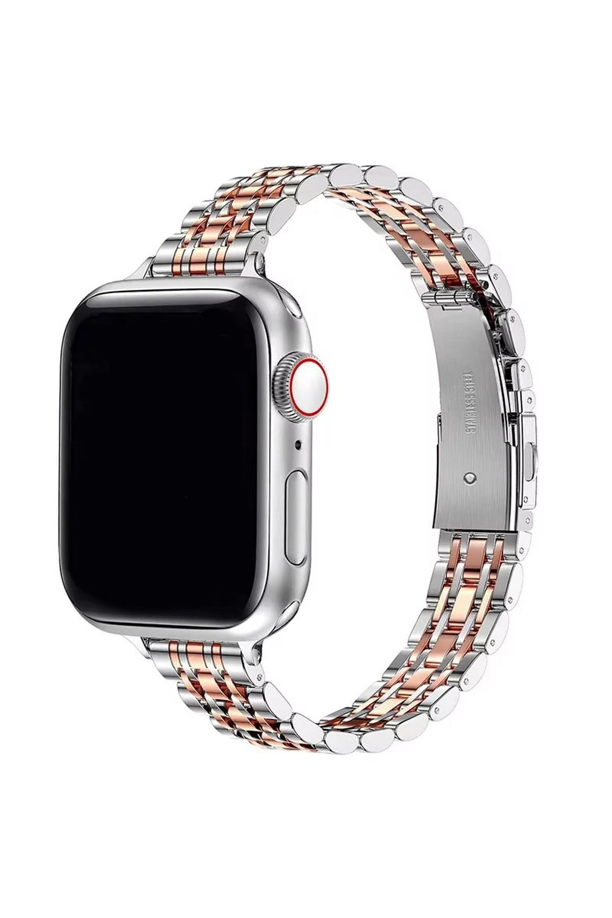Forzacase Apple Watch 7 41mm ile uyumlu İnce Rolex Tasarım Metal Kordon Kayış - FC1060