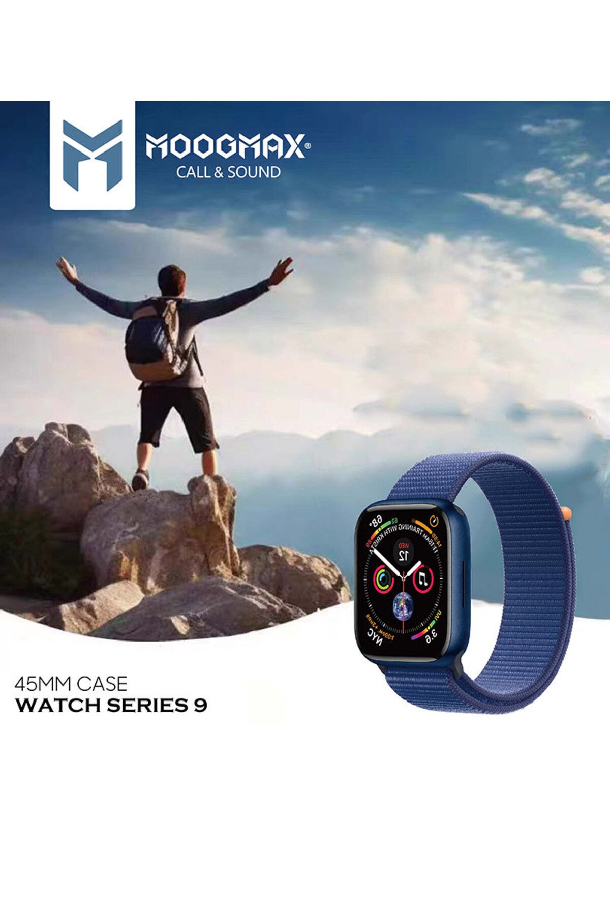 MOOGMAX-Series 9 smartwatch is water-resistant, has a high-resolution display, and a battery life of up to 10 days. It supports all notifications. 3