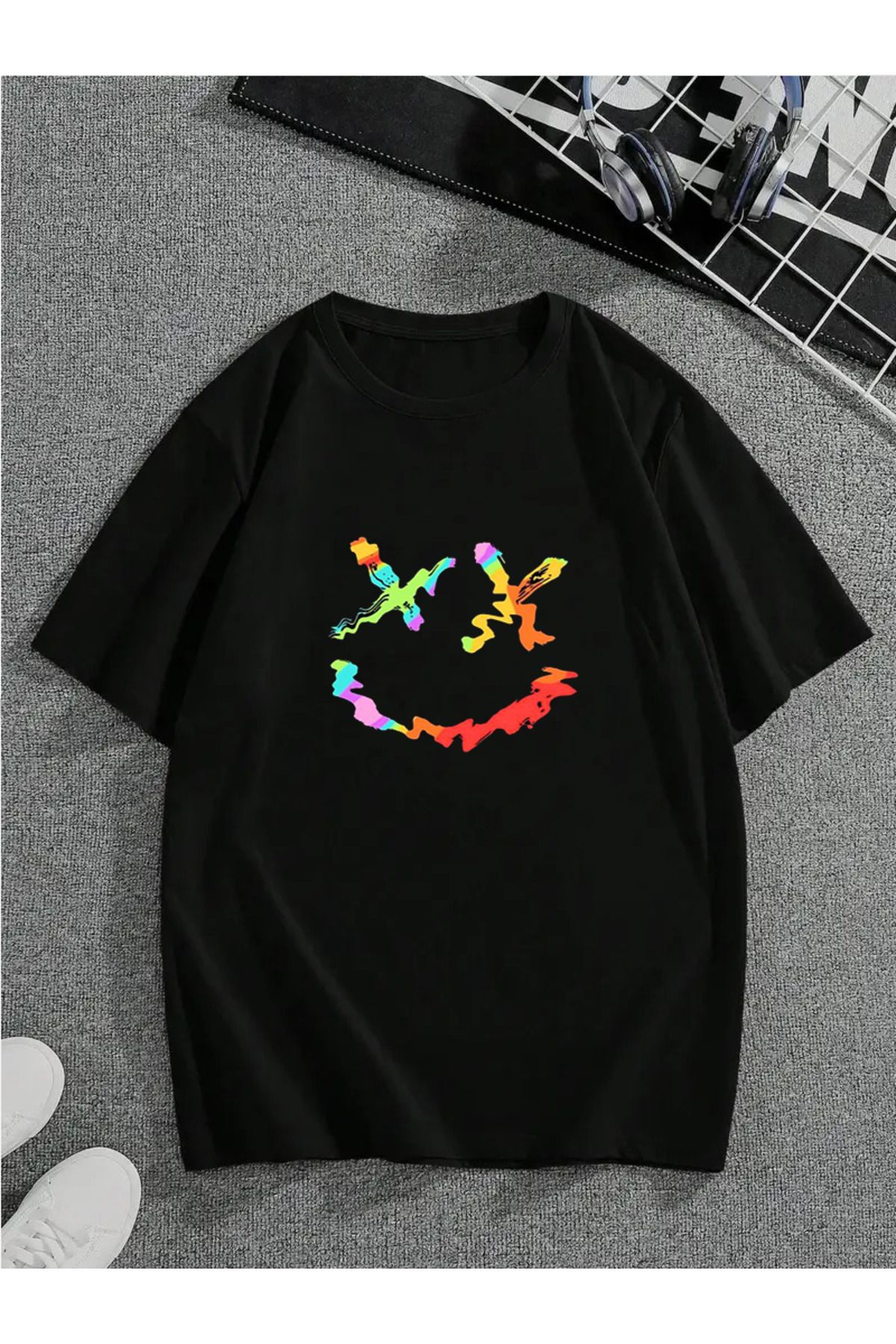MODA Unisex Oversize Kalıp X Gülüş Baskılı T-Shirt