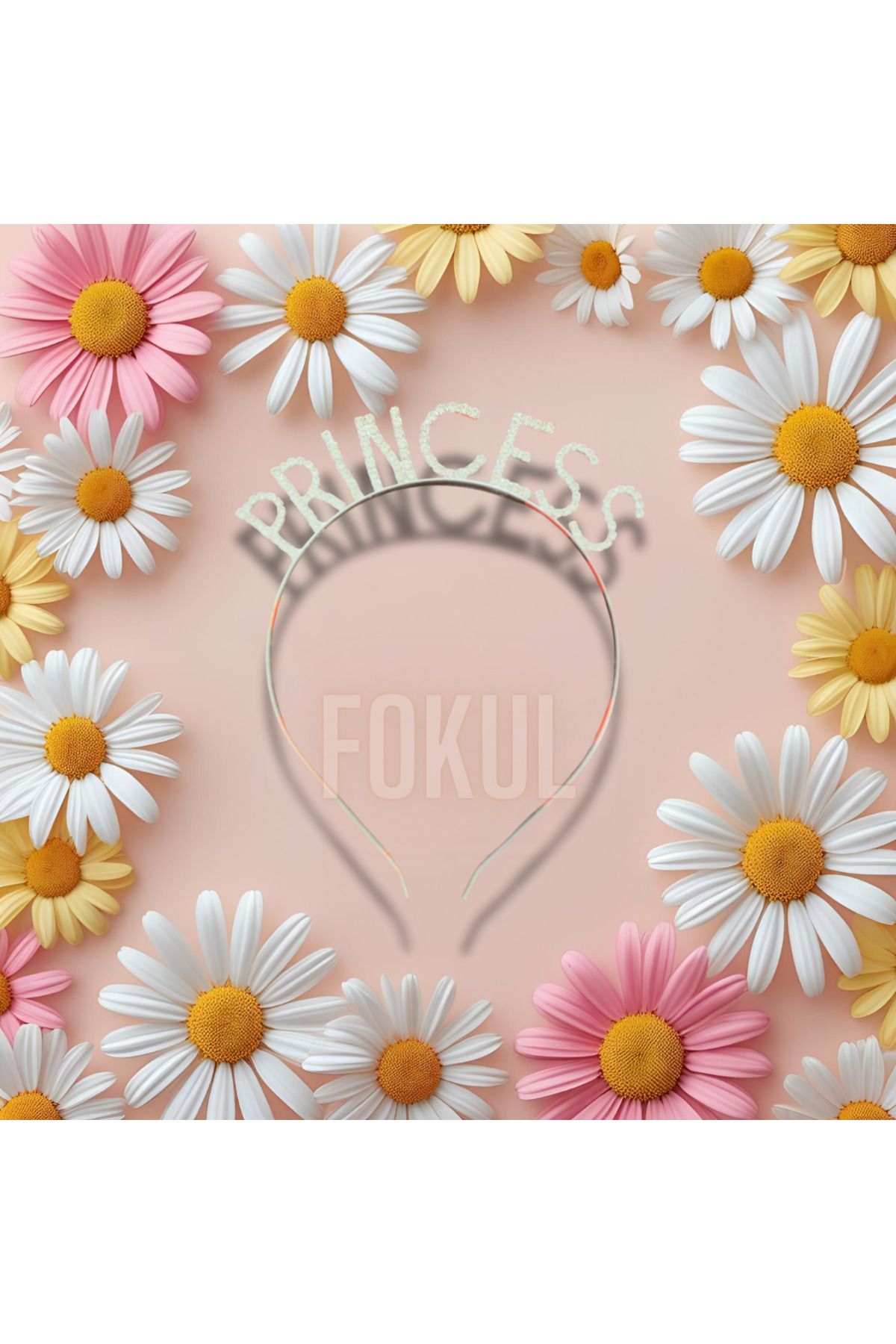 FOKUL Princess Taşlı Doğum Günü Tacı PRINCESS Yazılı Metal Doğum Günü Tacı