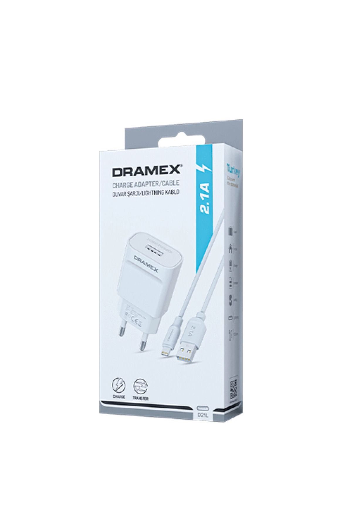 KİLİNCTECHSHOP Dramex D21L Iphone 2.1 Amper Usb Ev Şarj Aleti