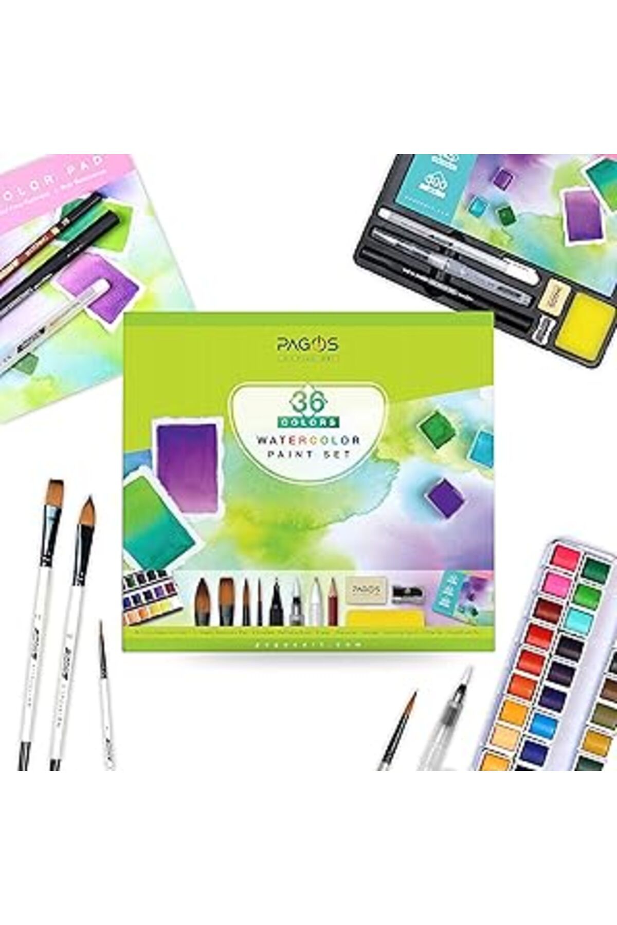 Mu Art Ahşap Pagos Sulu Boya Seti, Profesyonel 36 Sabit Pigment Boyama Kutusu, Yüksek Pigmentasyon, Sanatçılar,