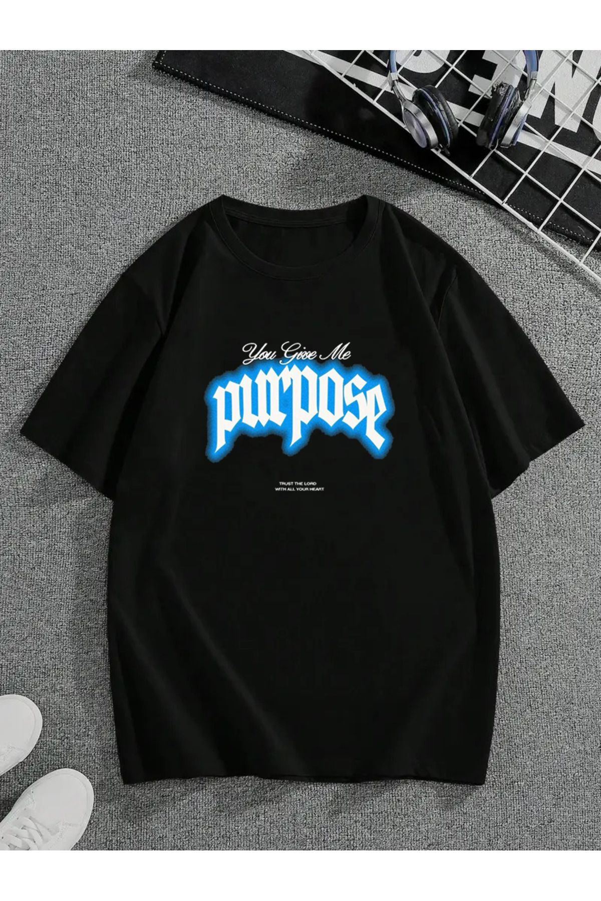 MODA Unisex Oversize Kalıp Purpose Baskılı T-Shirt