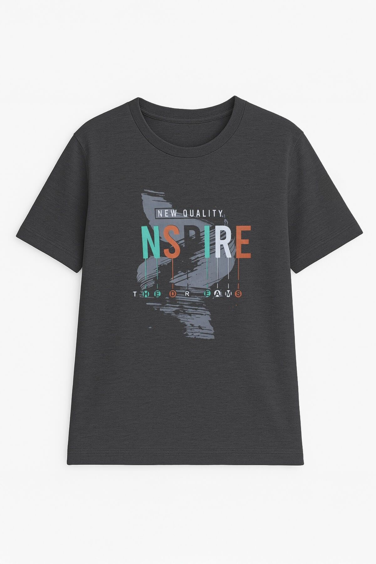 MARKAPIA Erkek %100 Pamuk Bisiklet Yaka Yazı Baskılı T-shirt