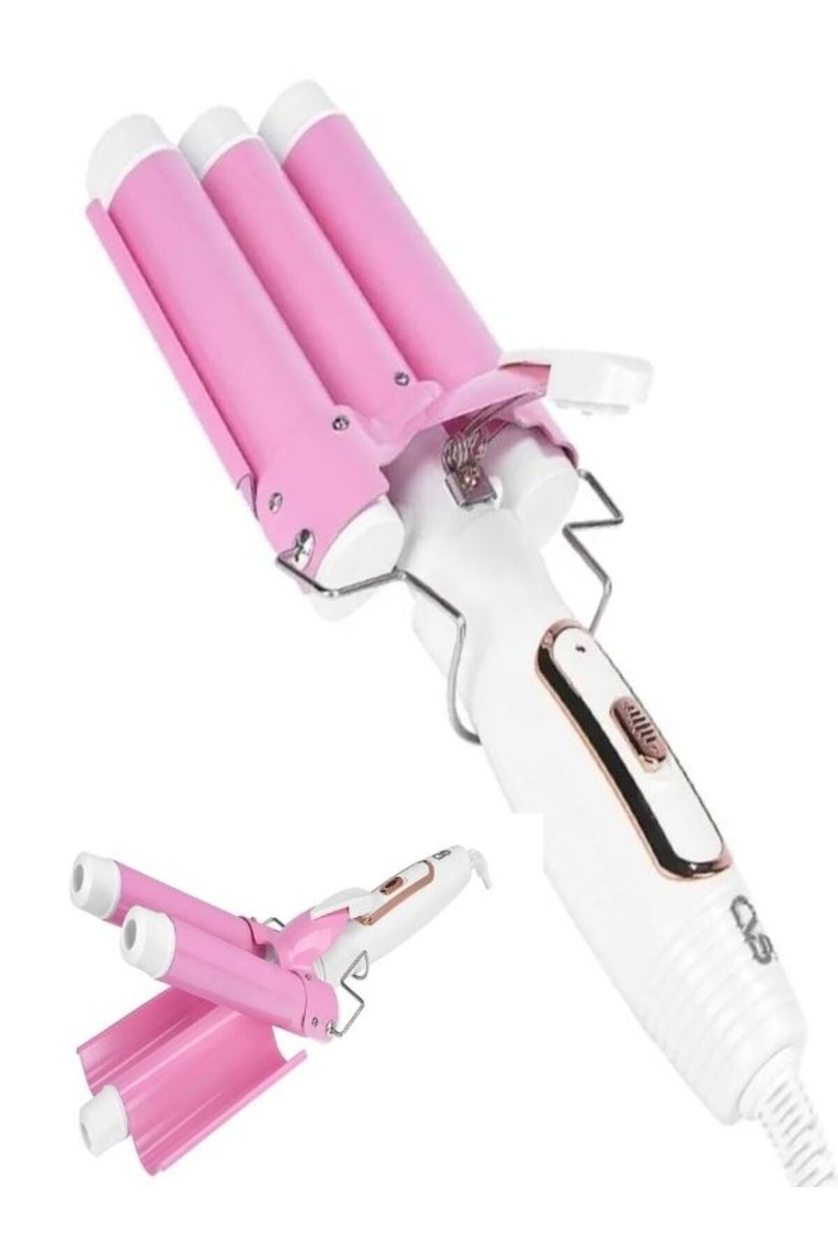teknotrust DN-7309Pembe Profesyonel Turmalin Seramik Wag Su Dalgası Saç Maşası, 220 Derece 25 Mm,