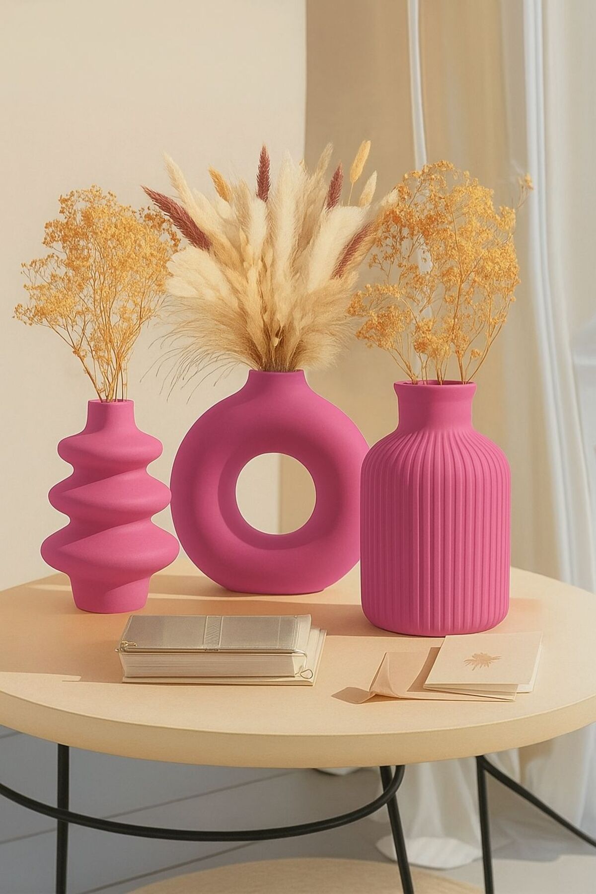 Omerella 3lü İskandinav Tarzı Bohem Vazo Hediyelik Pinterest Pampas Vazosu Set Vazo Dekoratif Eşya Pink