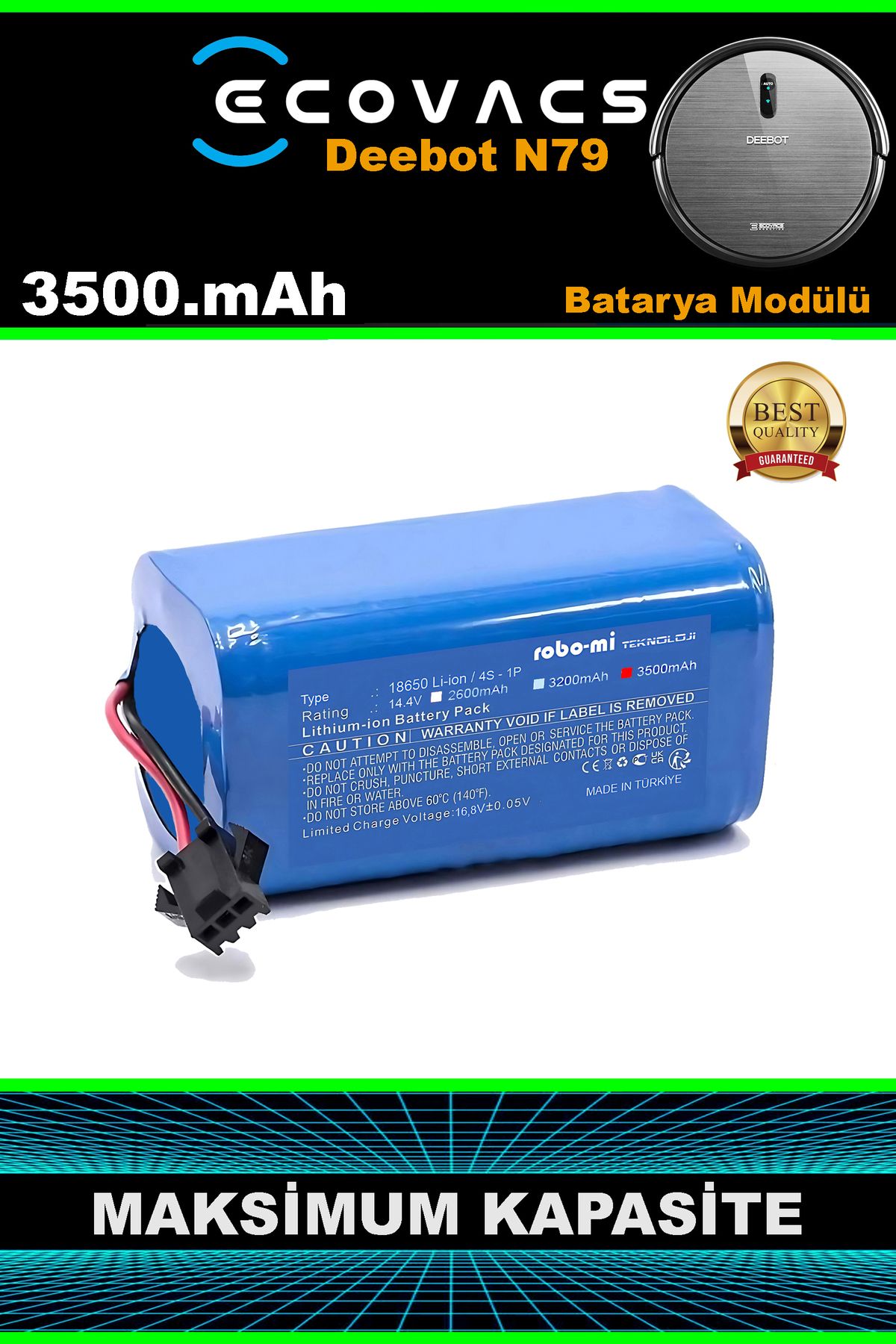 robo-mi EcovacsDeebot N-79 2600mAhRobot Süpürge Bataryası - Gerçek Kapasite, Maksimum Güvenlik