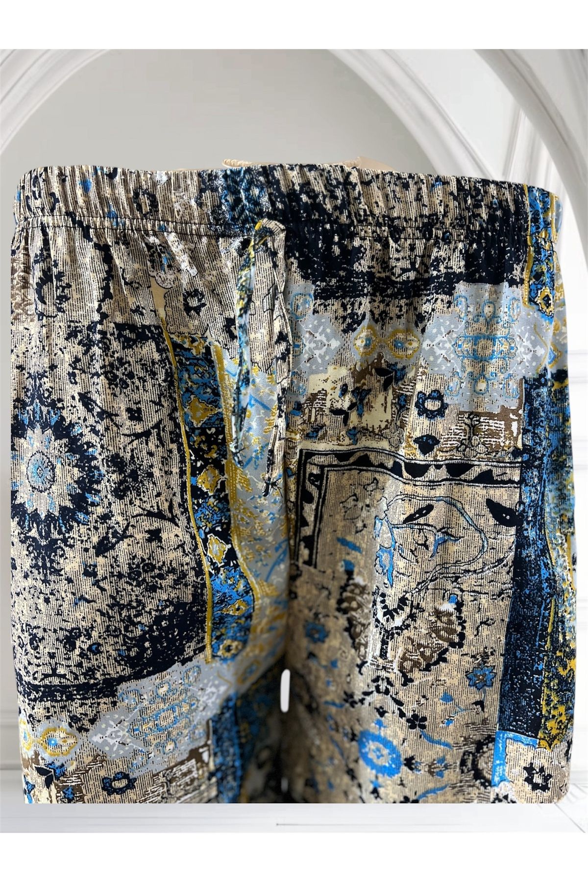 MODA Kadın Desenli Dökümlü Viskon Palazzo Pantolon