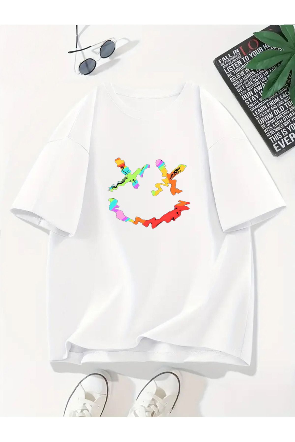 MODA Unisex Oversize Kalıp X Gülüş Baskılı T-Shirt