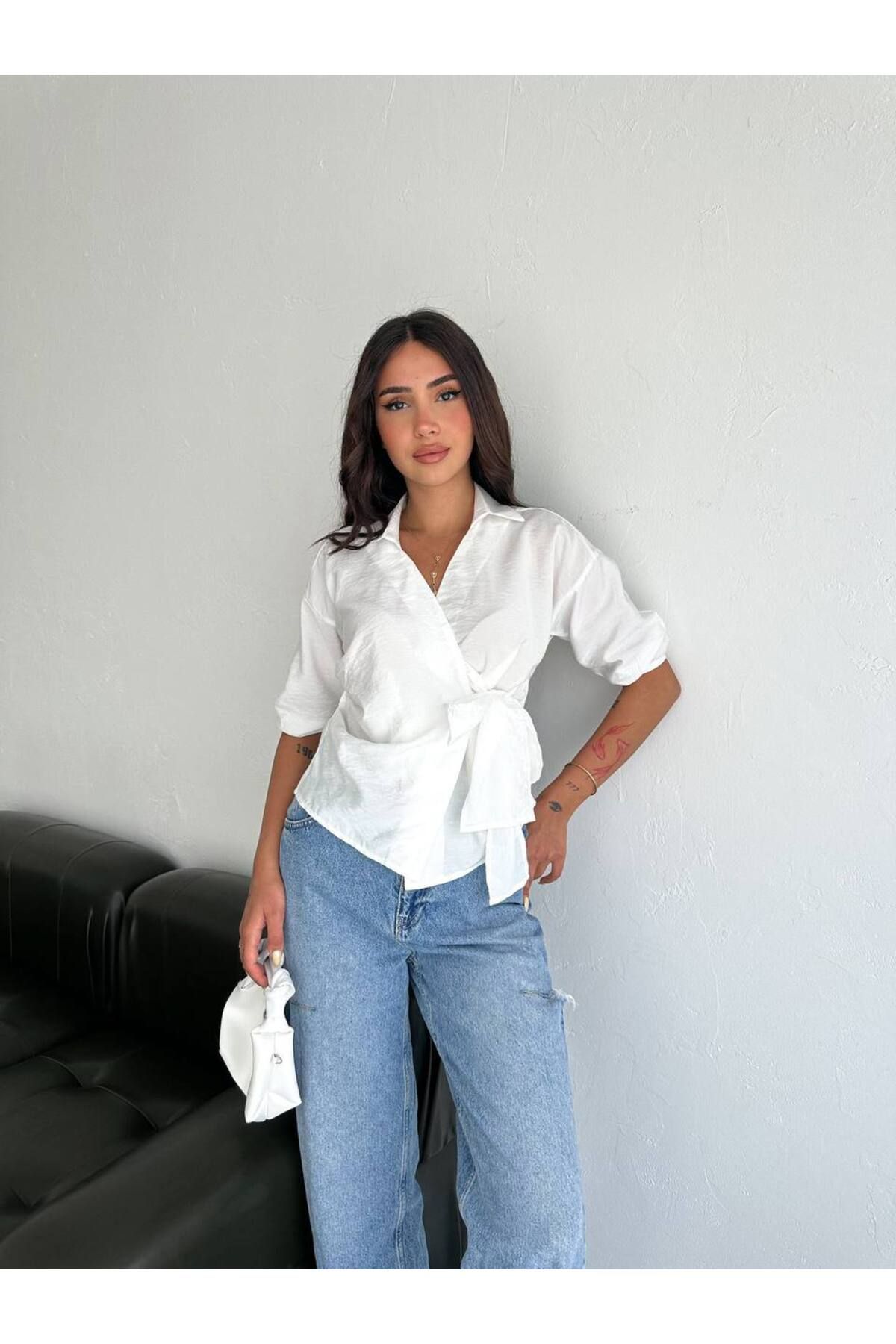 Noa Noa Bağlama Detaylı Keten Gömlek