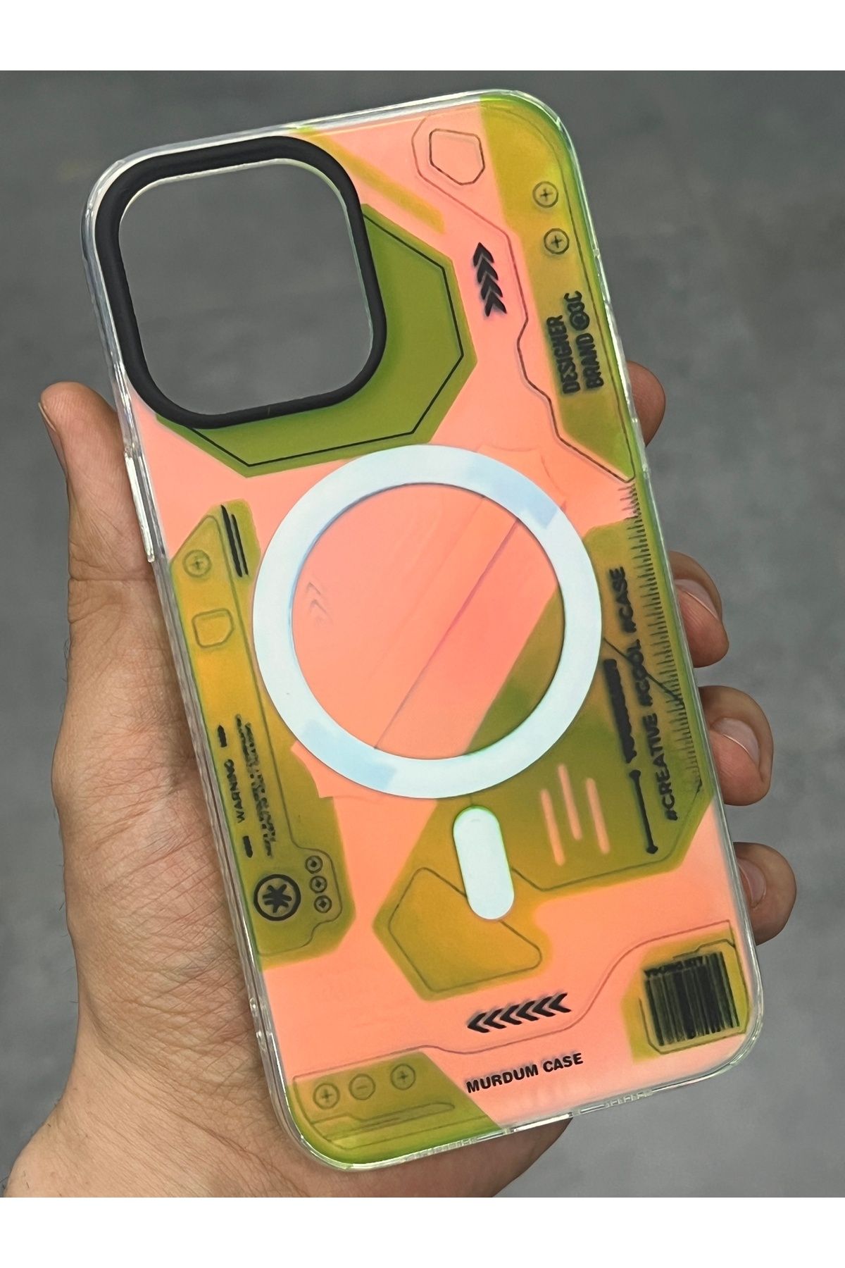 EDELFU iPhone 13 Pro Max için Hologram Magsafe Desenli Koruyucu Dayanıklı Mat Telefon Kılıfı