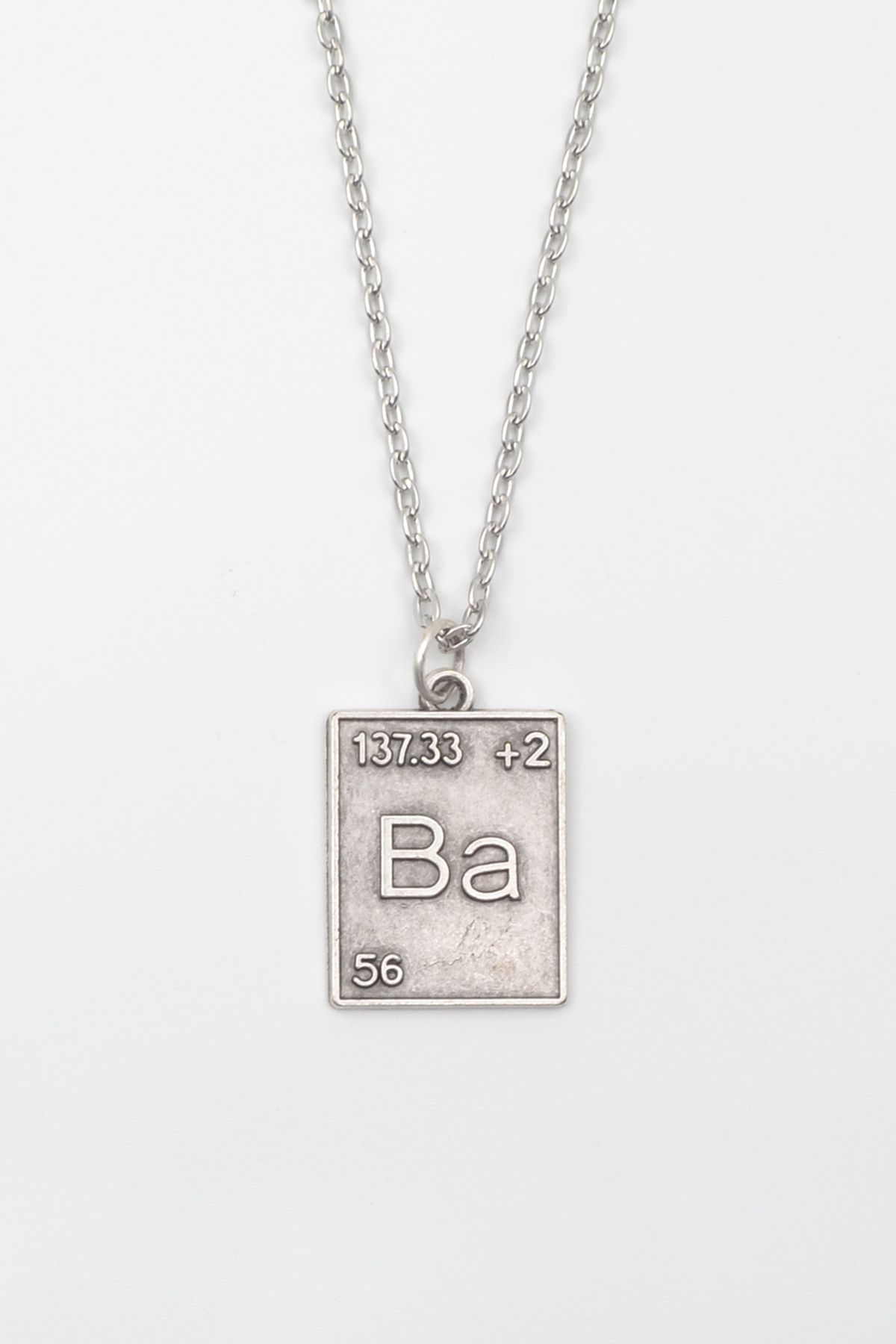 Defnems Accessories Modern Breaking Bad Ba Element Kolye - Düz Ezme İthal Zincirli Unisex Gümüş Kaplama - 60 cm