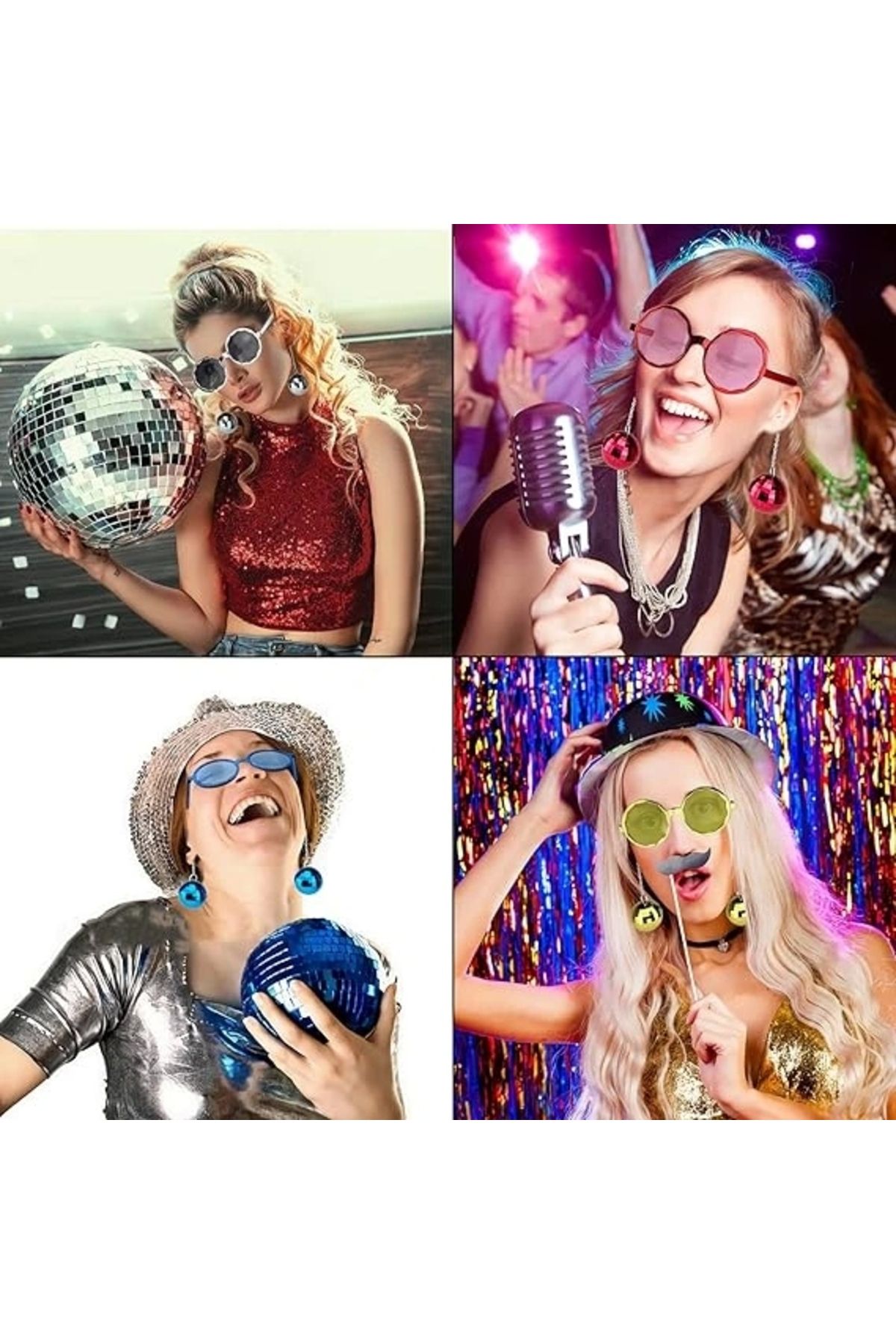 OurStyles Sallanan Disko Top Küpeli Gözlük Retro Hawaii Renk Adet - Tarz Zarif - Zarif Tasarım