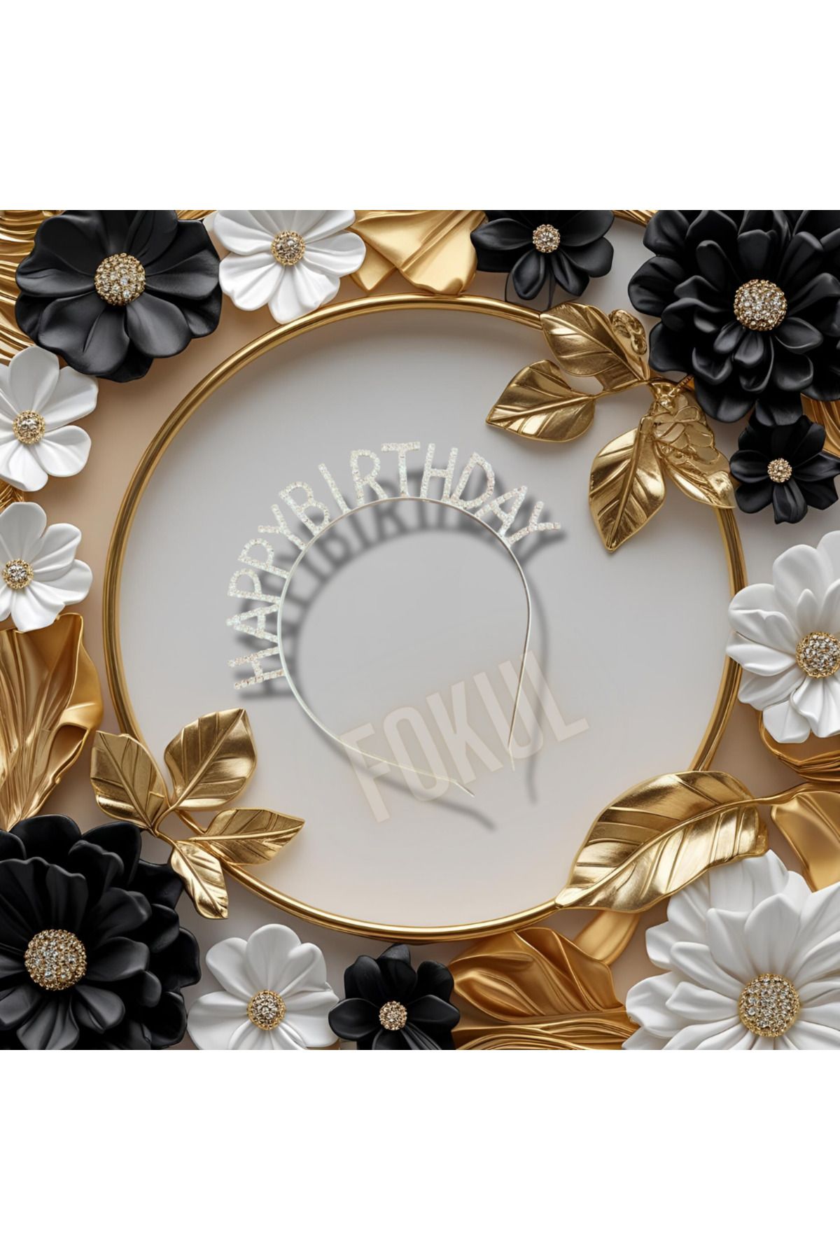 FOKUL Happy Birthday Yazılı Metal Gümüş Renk Doğum Günü Parti Tacı Doğum Günü Aksesuarı