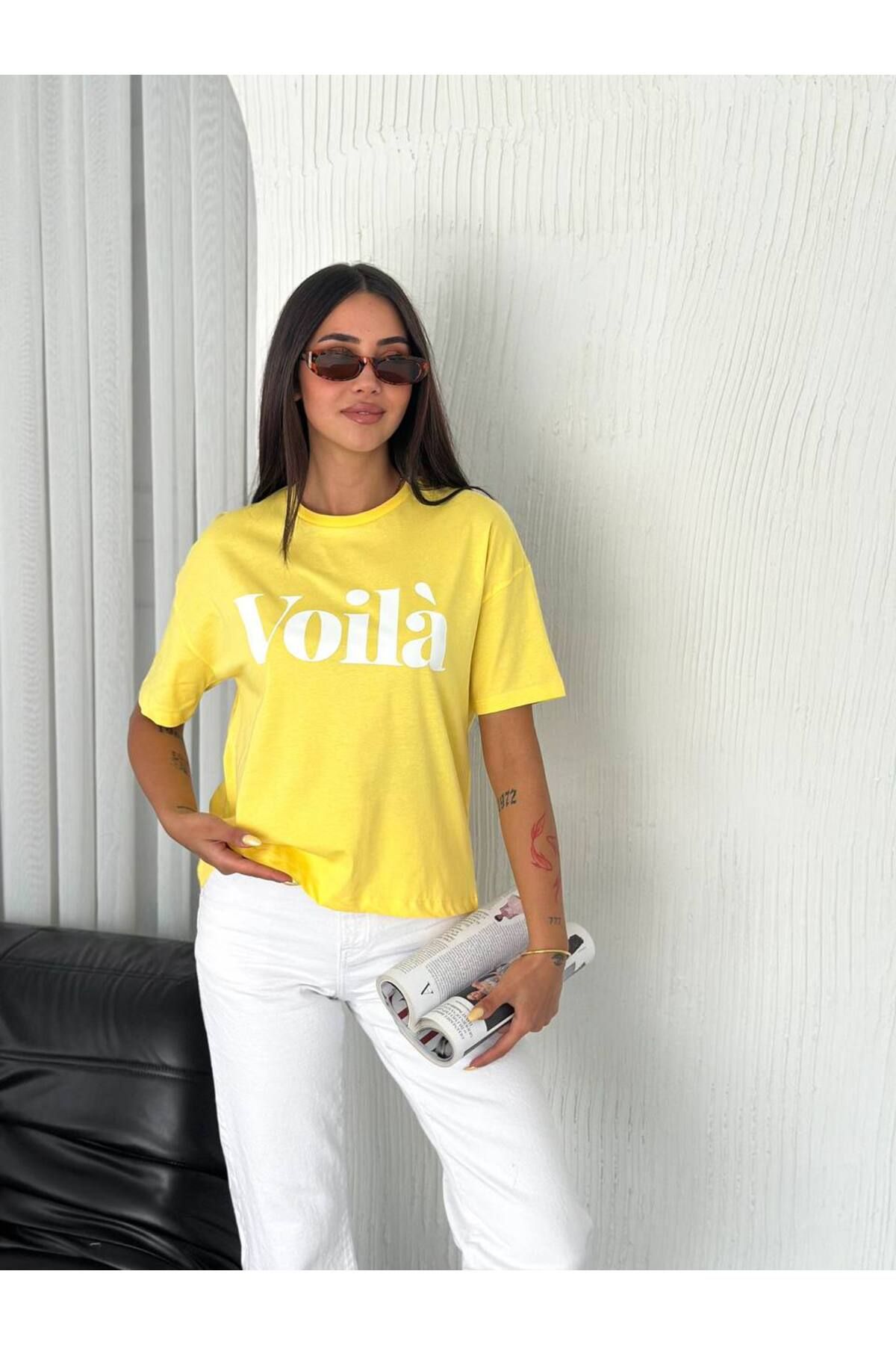 Noa Noa Kısa Kollu Bisiklet Yaka Voila Yazılı T-Shirt