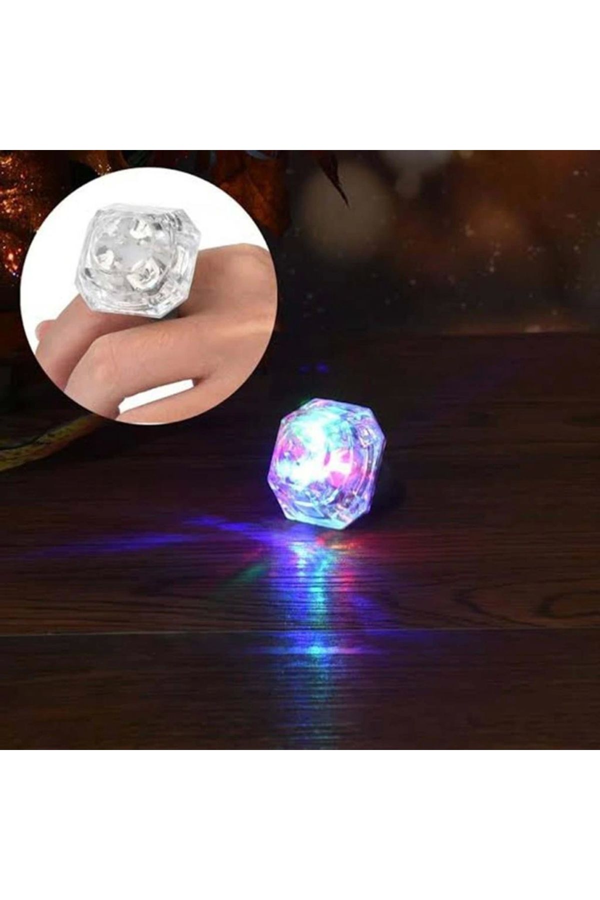OurStyles Kristal Tasarımlı Led Glow Işıklı Modlu Gümüş Yüzük . X Cm - Trend Ürün Trend Ürün