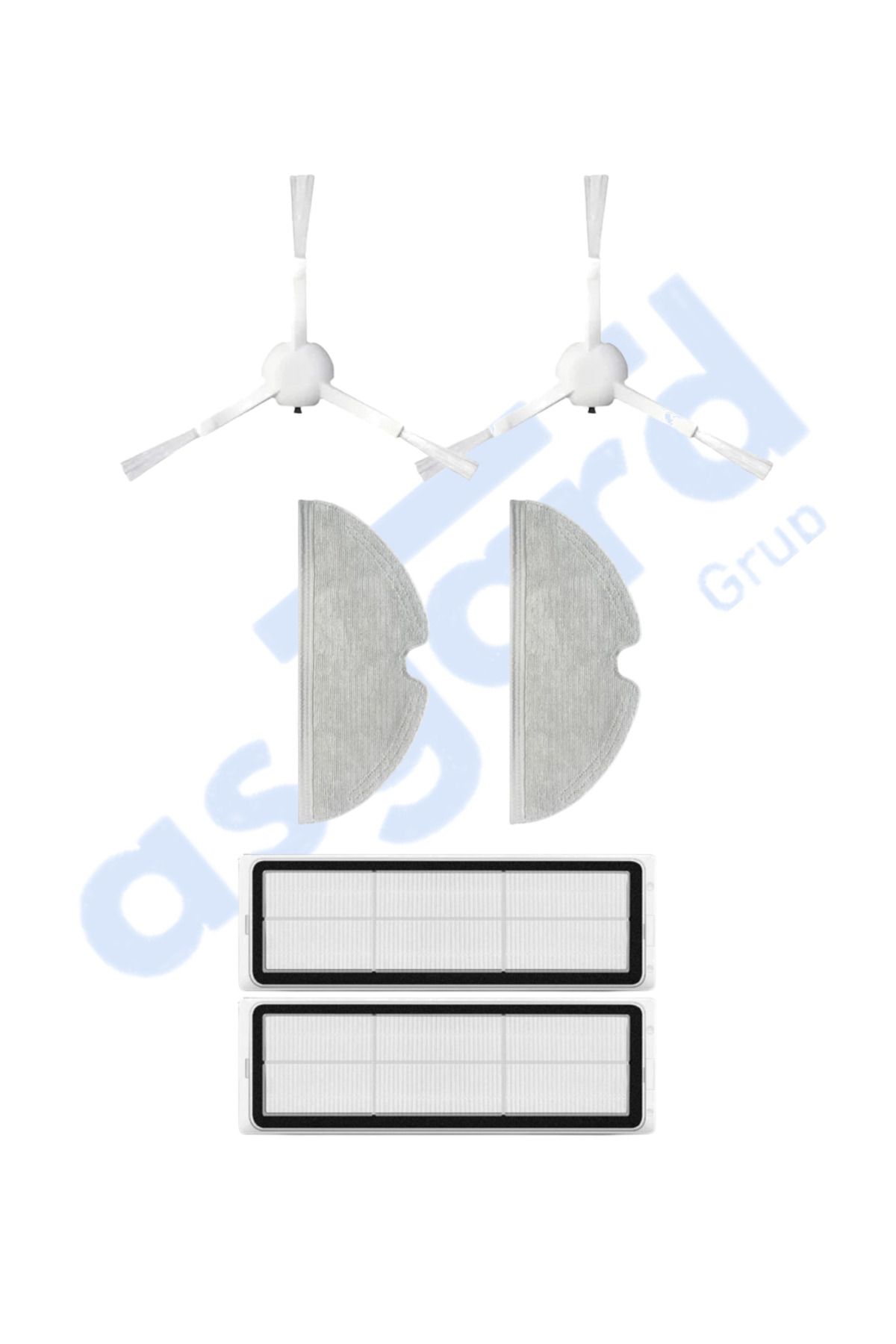 Asgard Grup Xiaomi 1C,2C,Mop 2 Uyumlu 2 Yan Fırça 2 Filtre 2 Mop