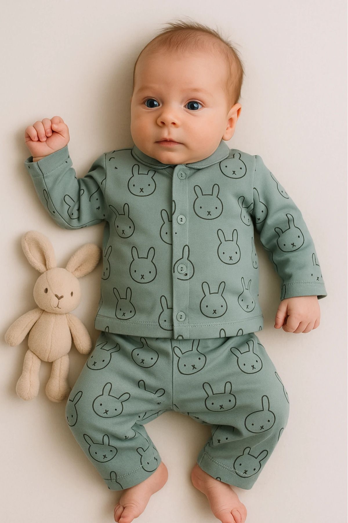 Çıldırıns Tavşanlar Baskılı 2’li Bebek Pijama Takım