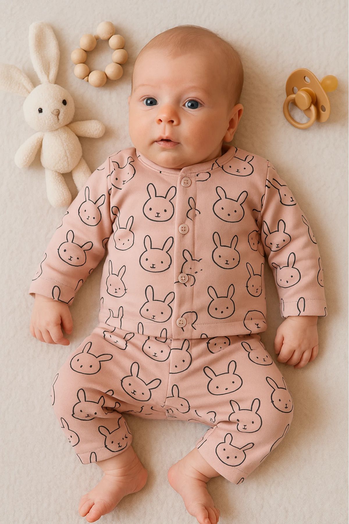 Çıldırıns Tavşanlar Baskılı 2’li Bebek Pijama Takım