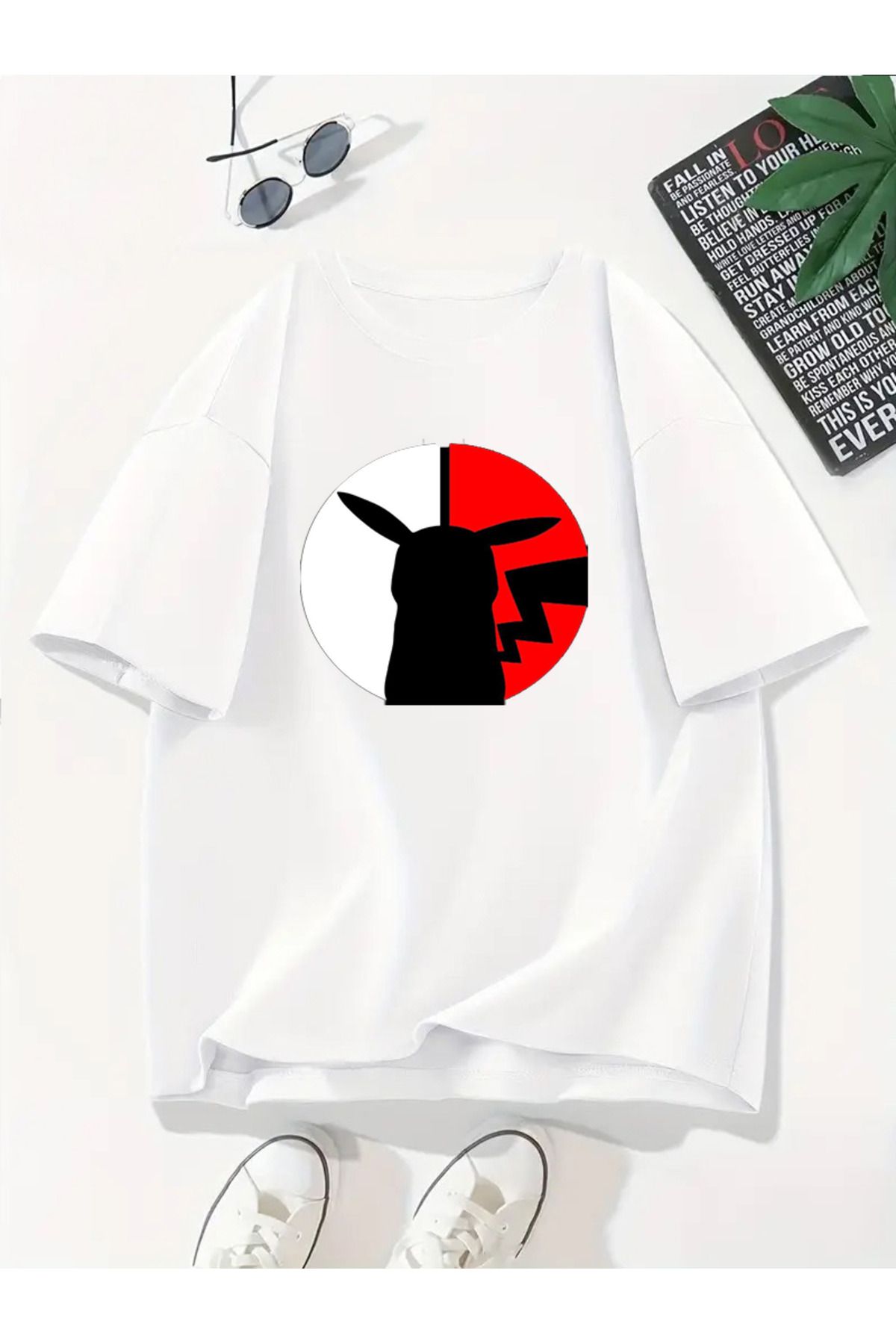 MODA Unisex Oversize Kalıp Pikachu Baskılı T-Shirt