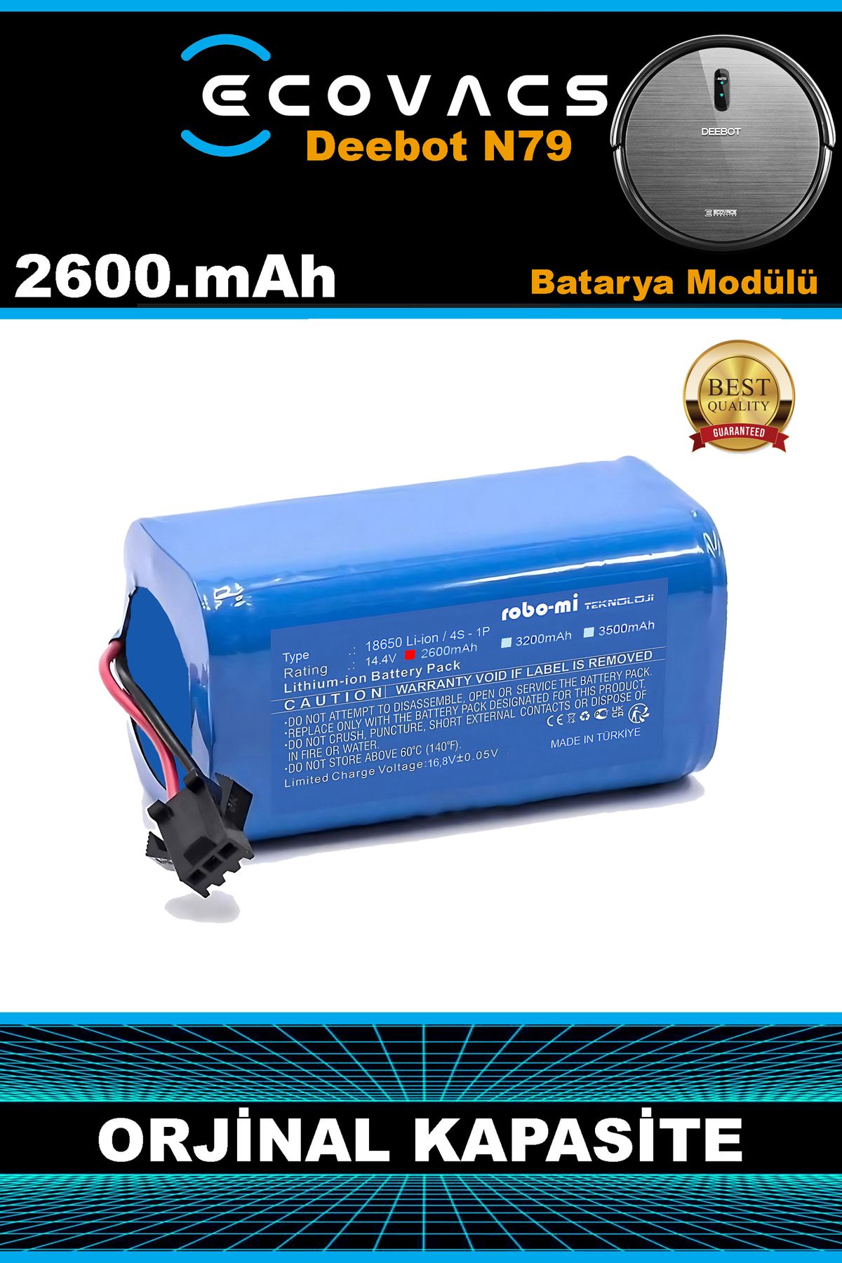 robo-mi EcovacsDeebot N-79 2600mAhRobot Süpürge Bataryası - Gerçek Kapasite, Maksimum Güvenlik