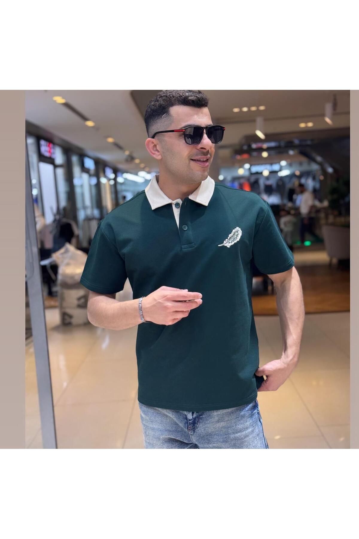 Fanolik %100 Pamuk Düğmeli Oversize Polo Yaka T Shirt Erkek Polo Yaka T Shirt