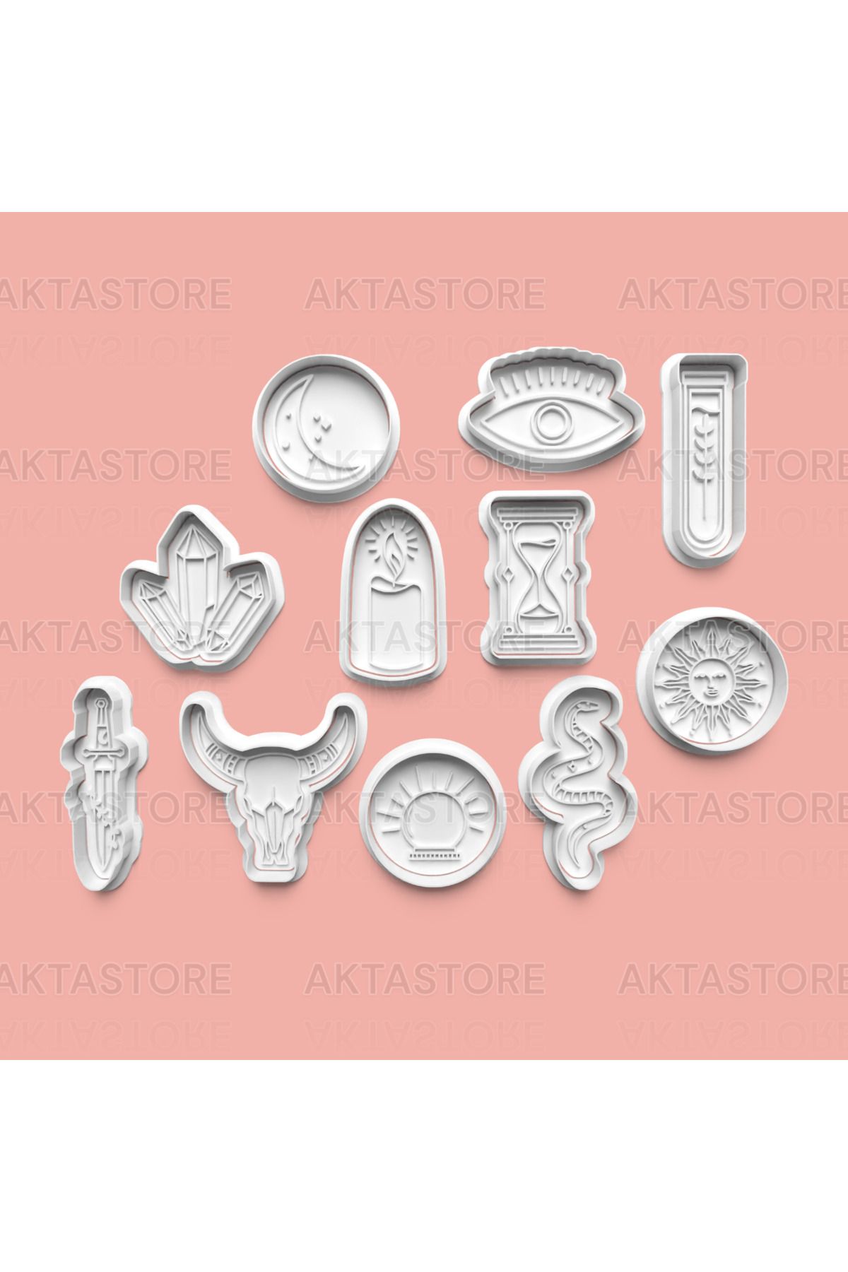 AKTASTORE Tarot Seti Kurabiye Kalıbı 11'li set