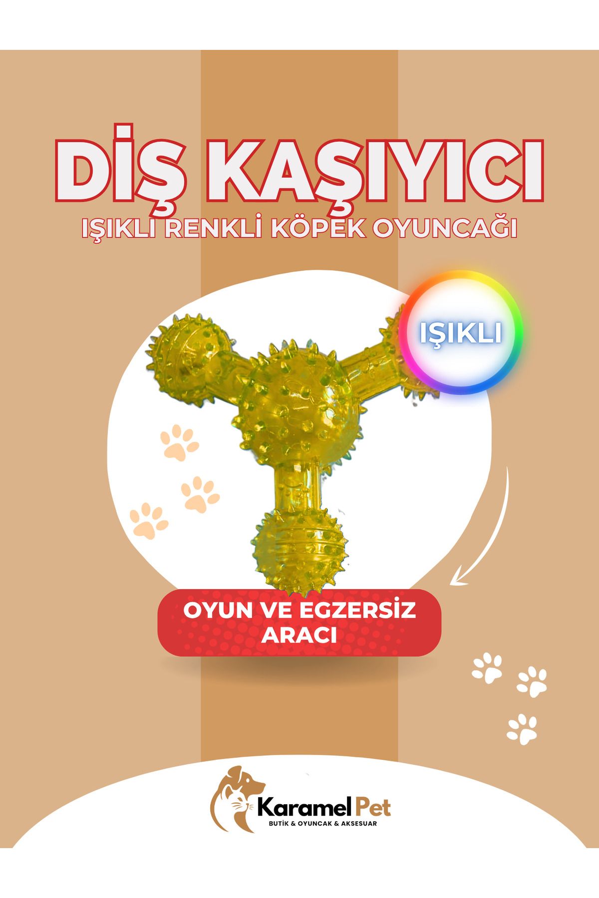 Cans Işıklı Renkli Köpek Oyuncağı – Diş Kaşıyıcı ve Eğlenceli Top – Dayanıklı Tasarım