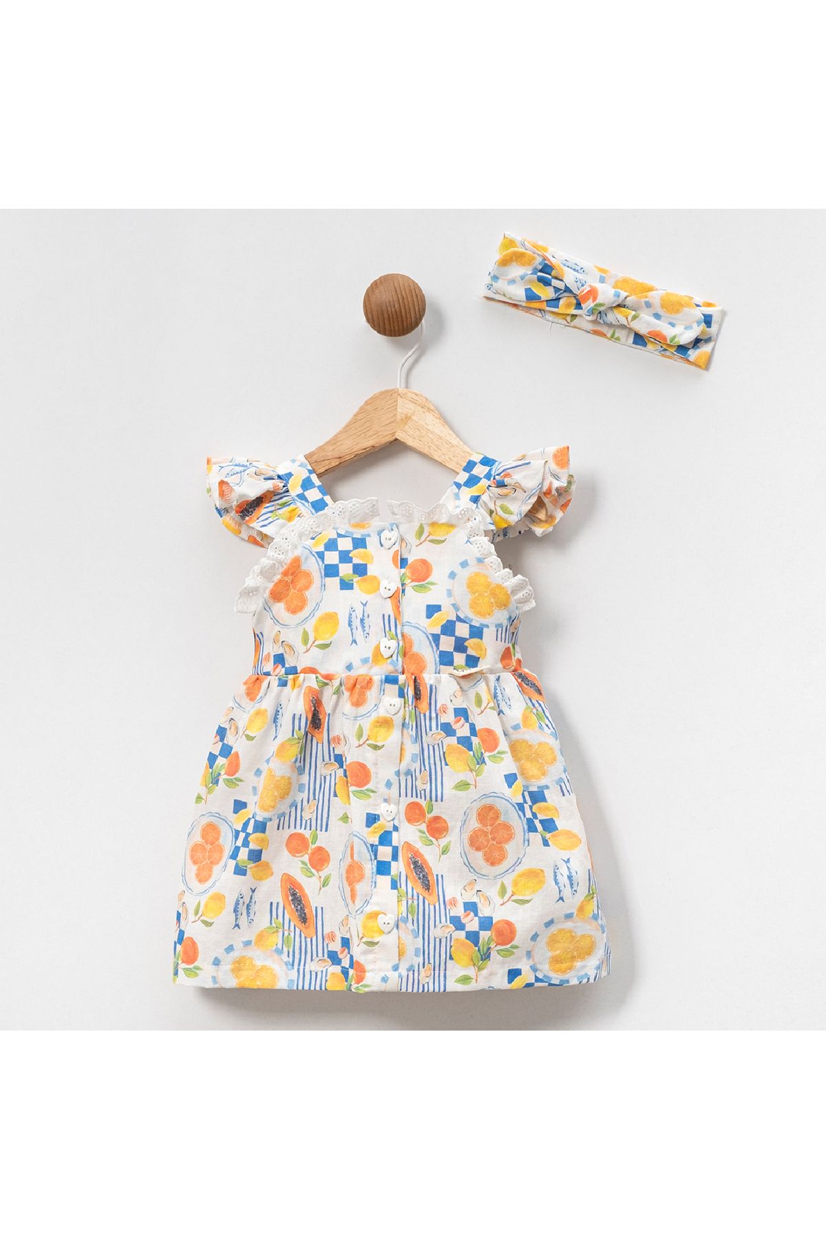 popshops baby Popshops Kız Fistolu Düğmeli Elbise