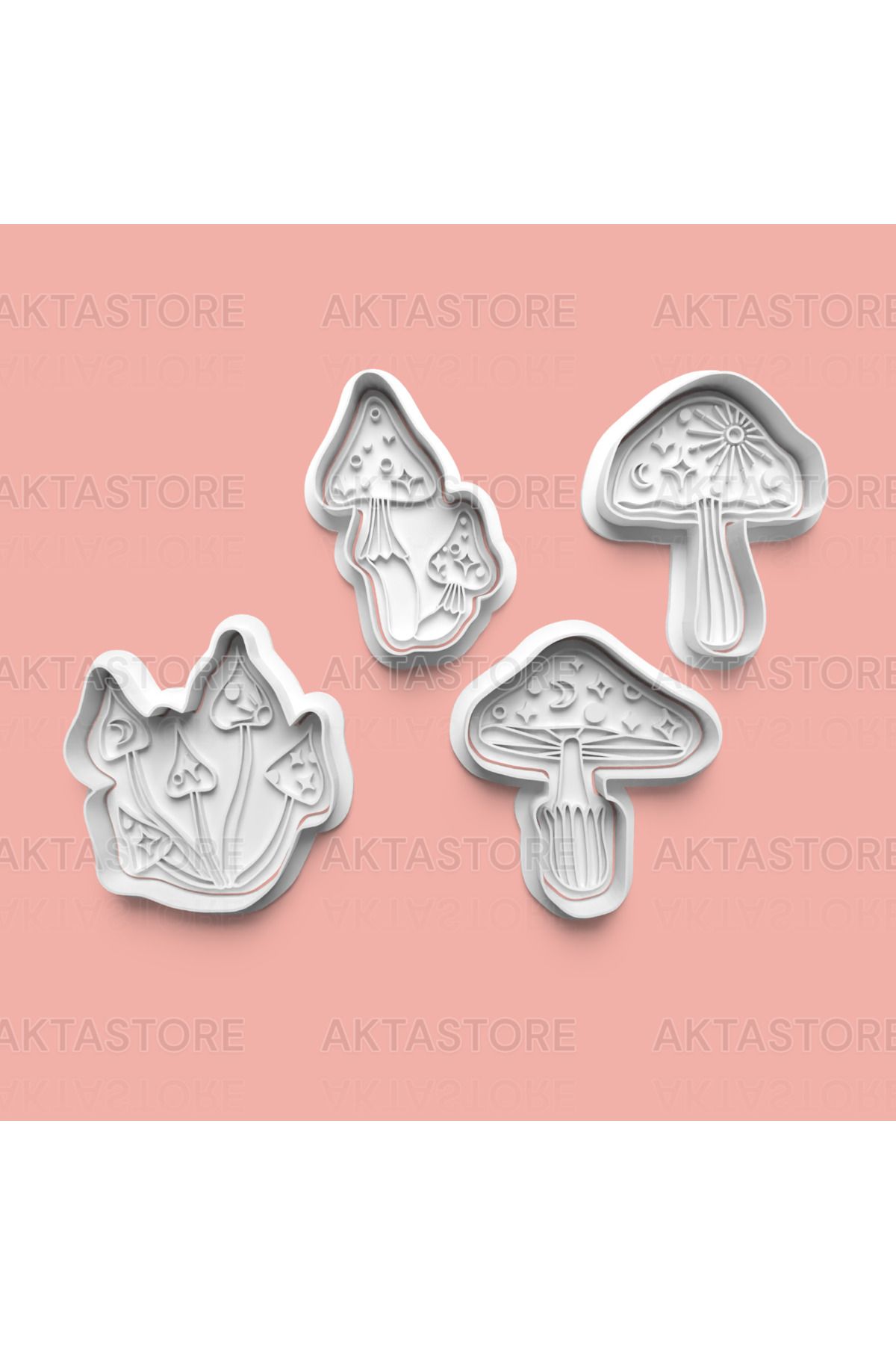 AKTASTORE Mantar Figürlü Kurabiye Kalıbı 4'lü set