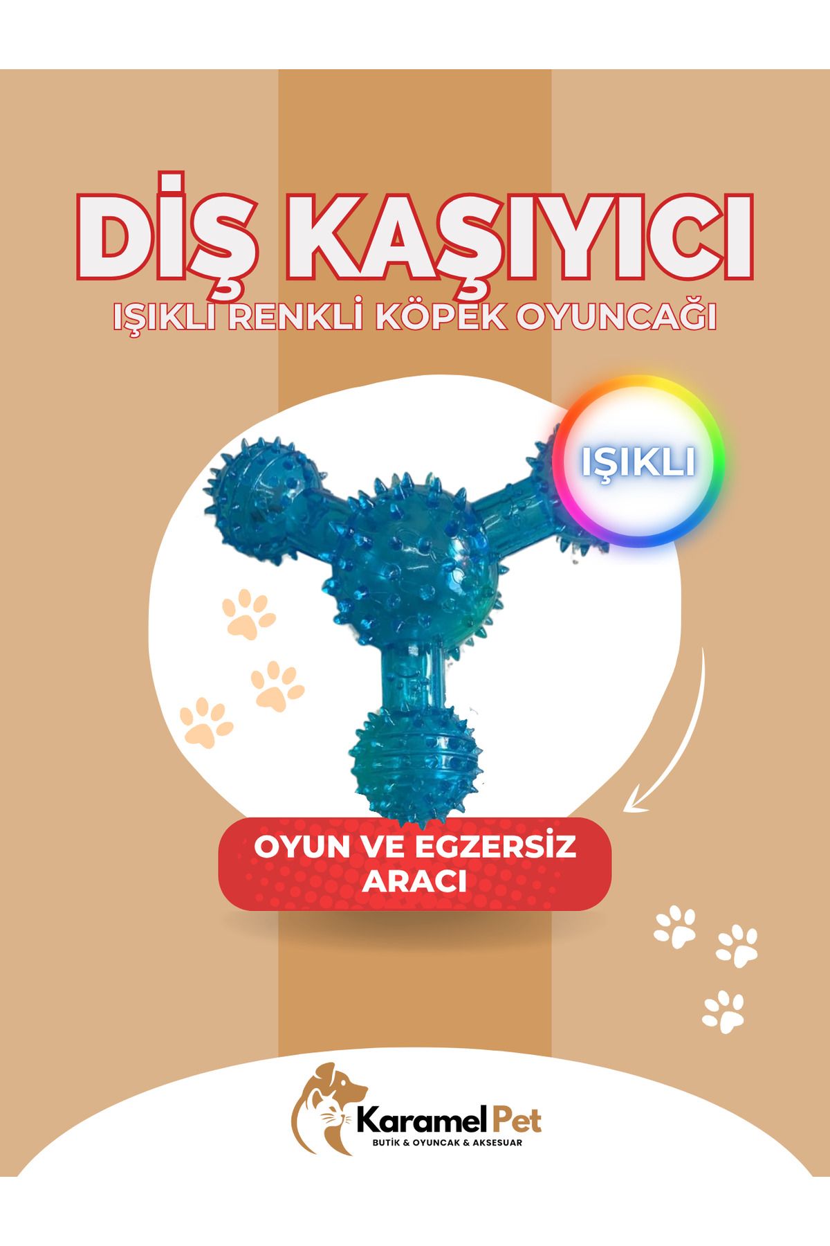 Cans Işıklı Renkli Köpek Oyuncağı – Diş Kaşıyıcı ve Eğlenceli Top – Dayanıklı Tasarım