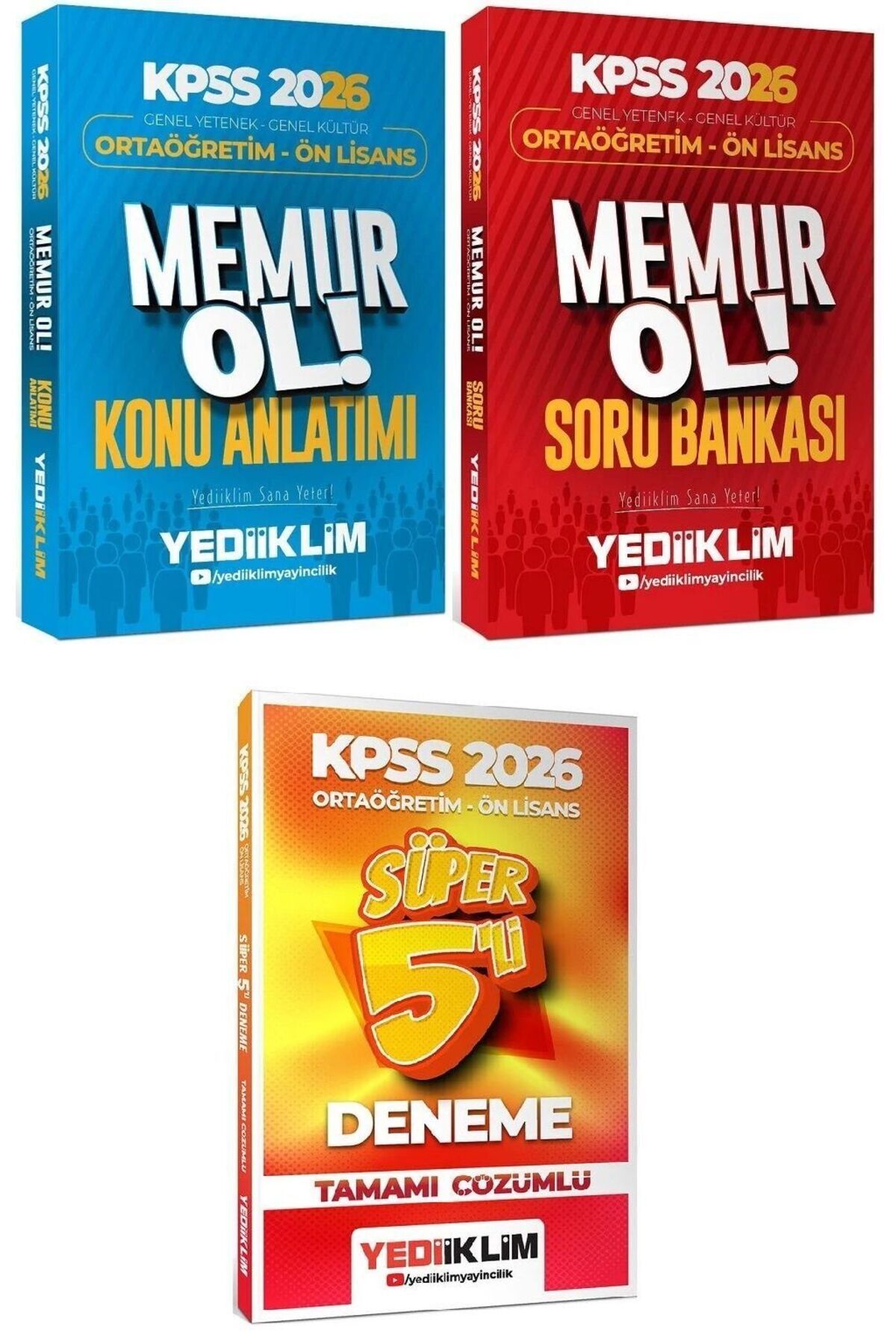 Makro Kitabevi Yayınları Yediiklim 2026 Baskı KPSS Lise Ön Lisans MEMUR OL Konu+Soru+ 3 Deneme 3 lü Set