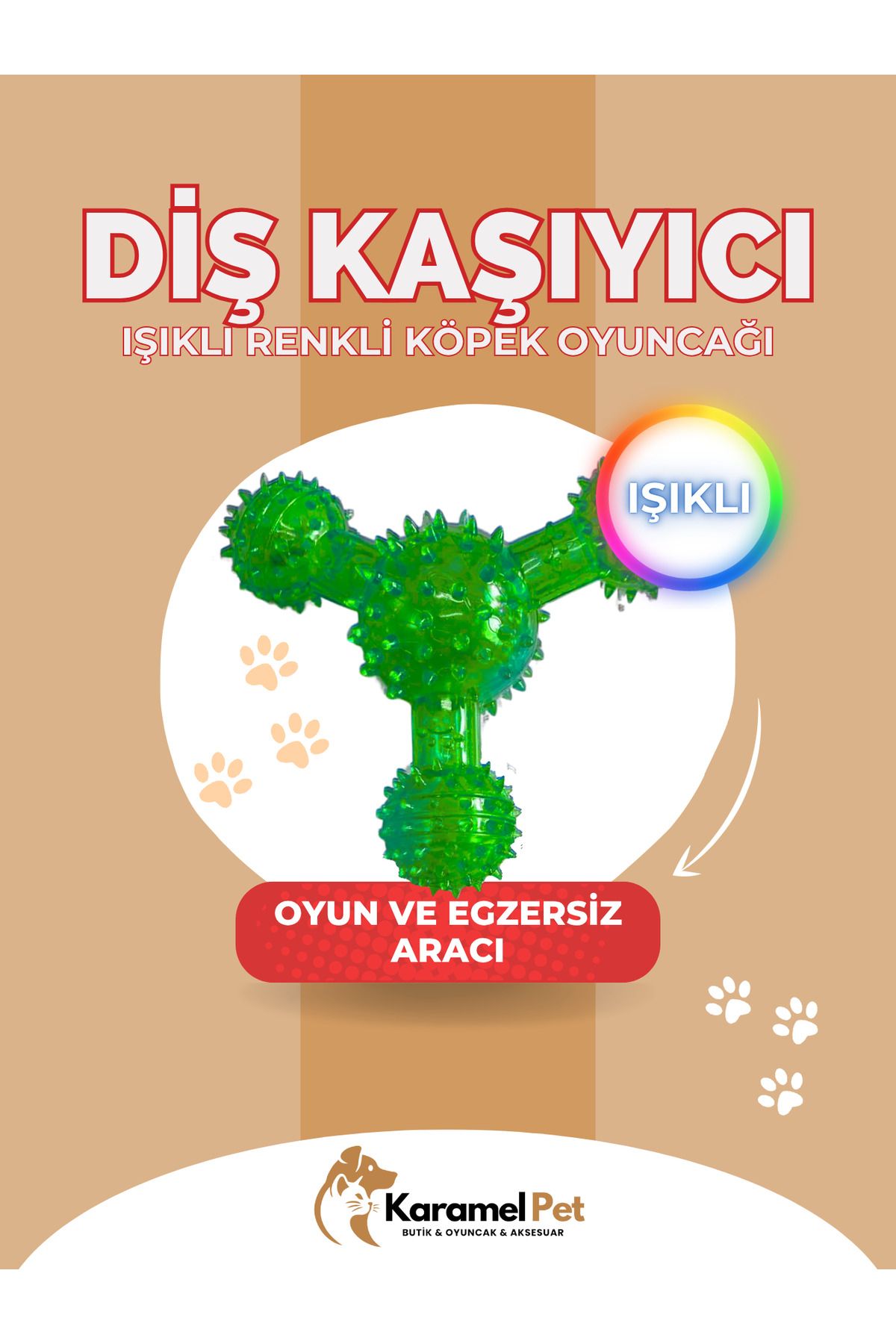 Cans Işıklı Renkli Köpek Oyuncağı – Diş Kaşıyıcı ve Eğlenceli Top – Dayanıklı Tasarım